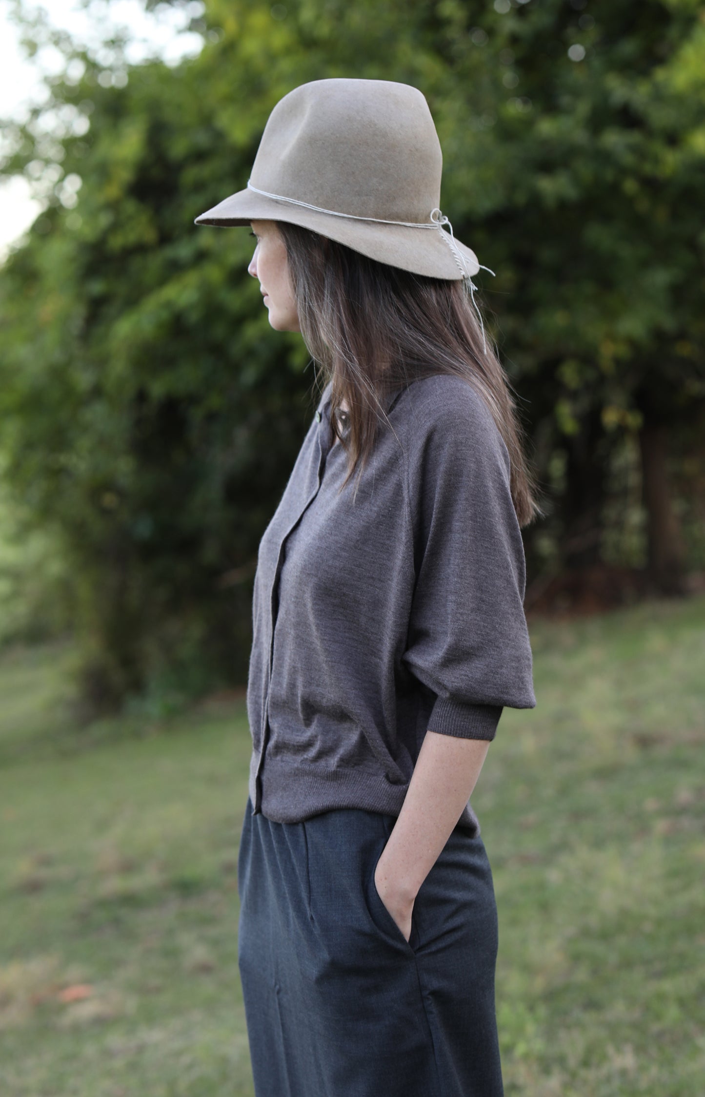Taupe Wide Brim Hat
