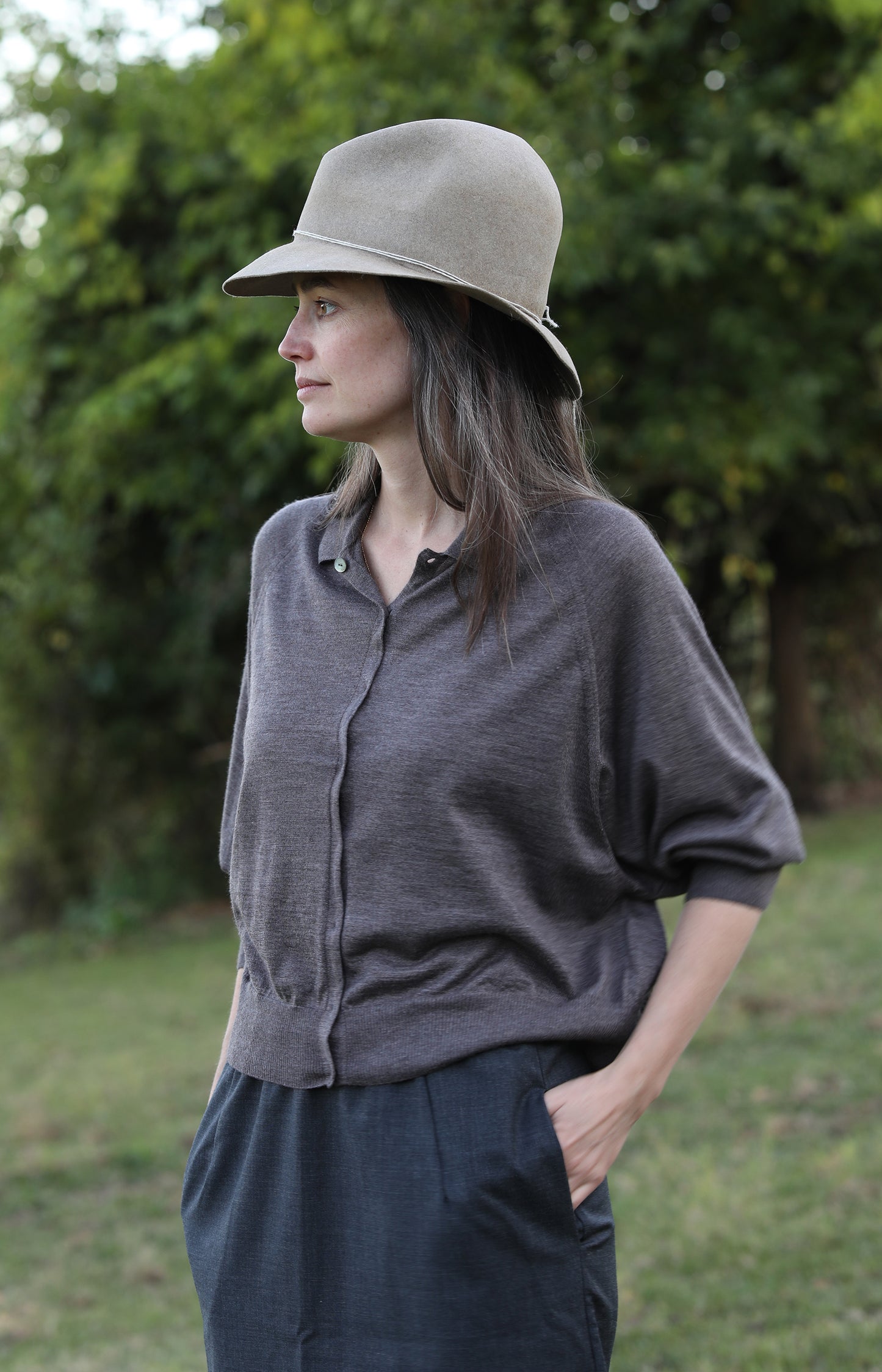 Taupe Wide Brim Hat