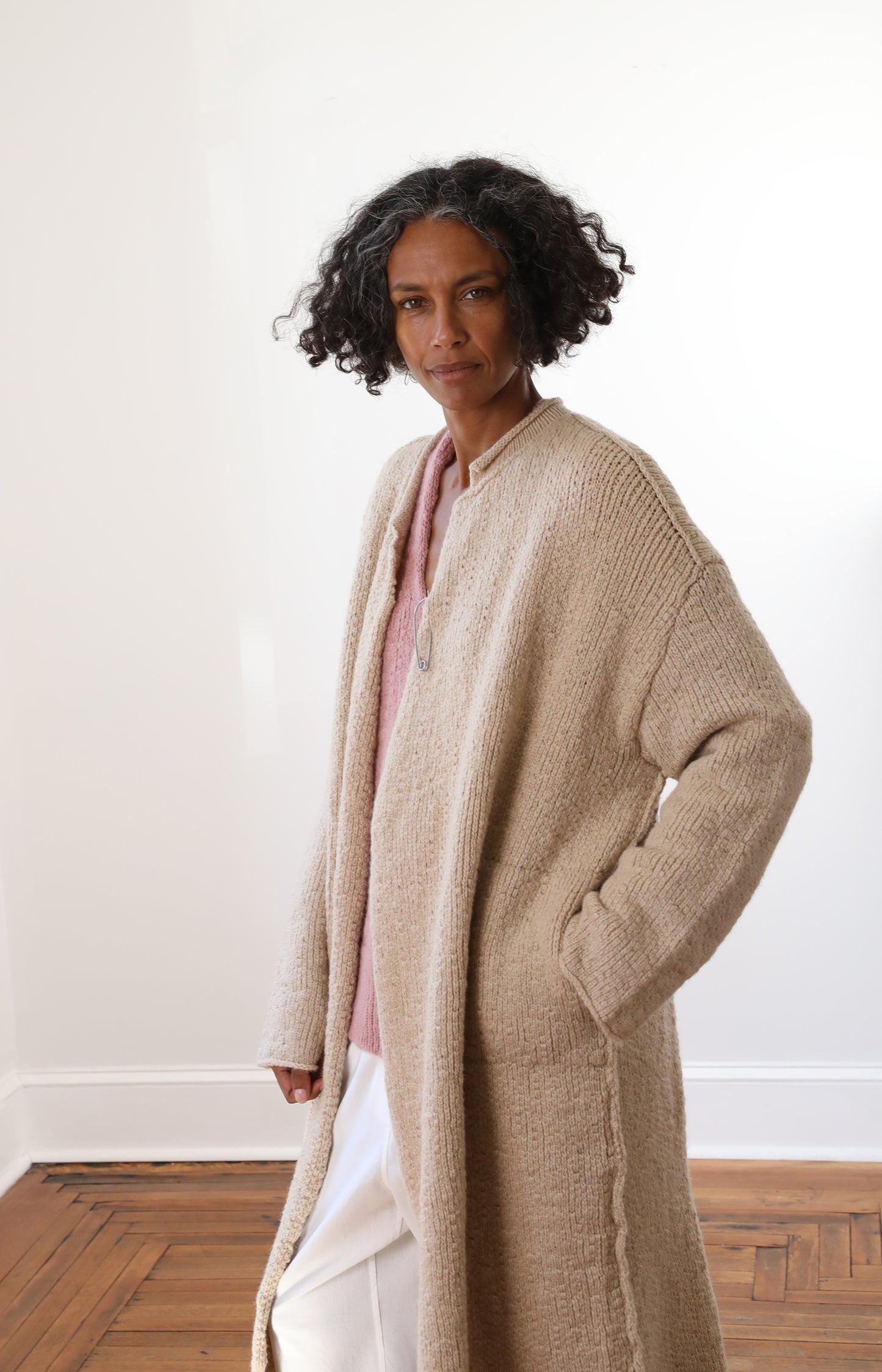 Albino Camel Long Cardigan