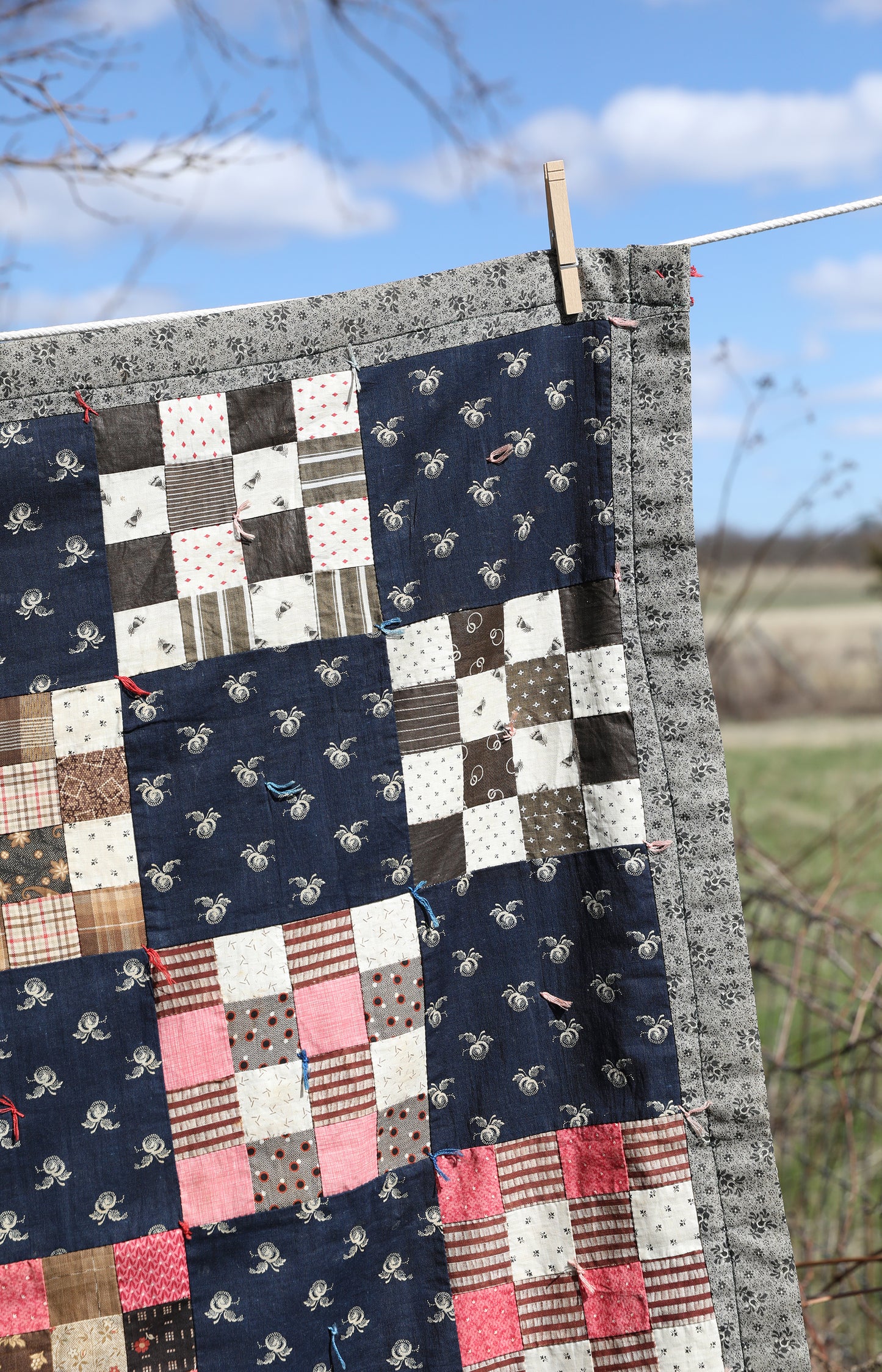 Vintage Pink & Blue Baby Quilt