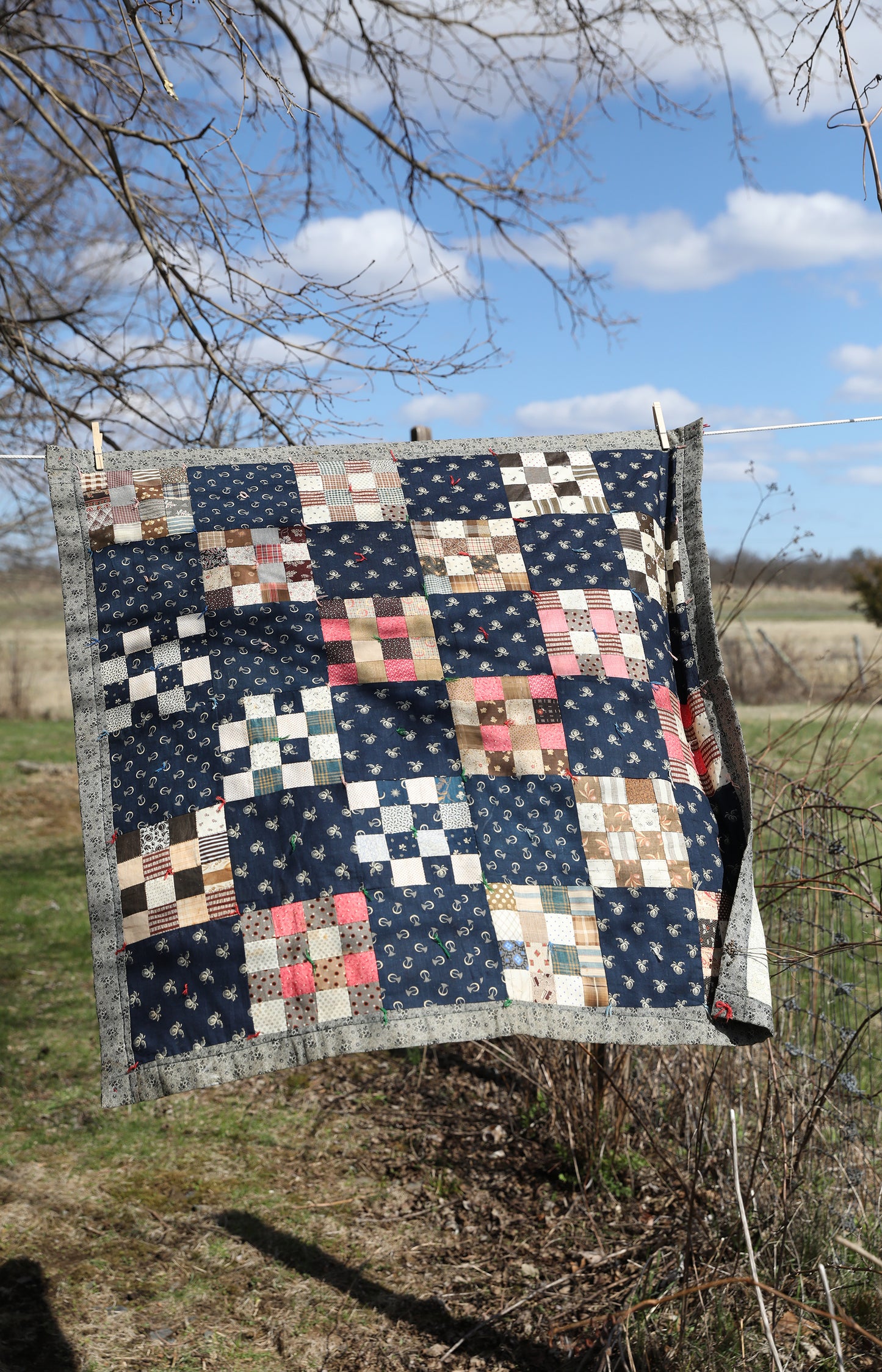 Vintage Pink & Blue Baby Quilt
