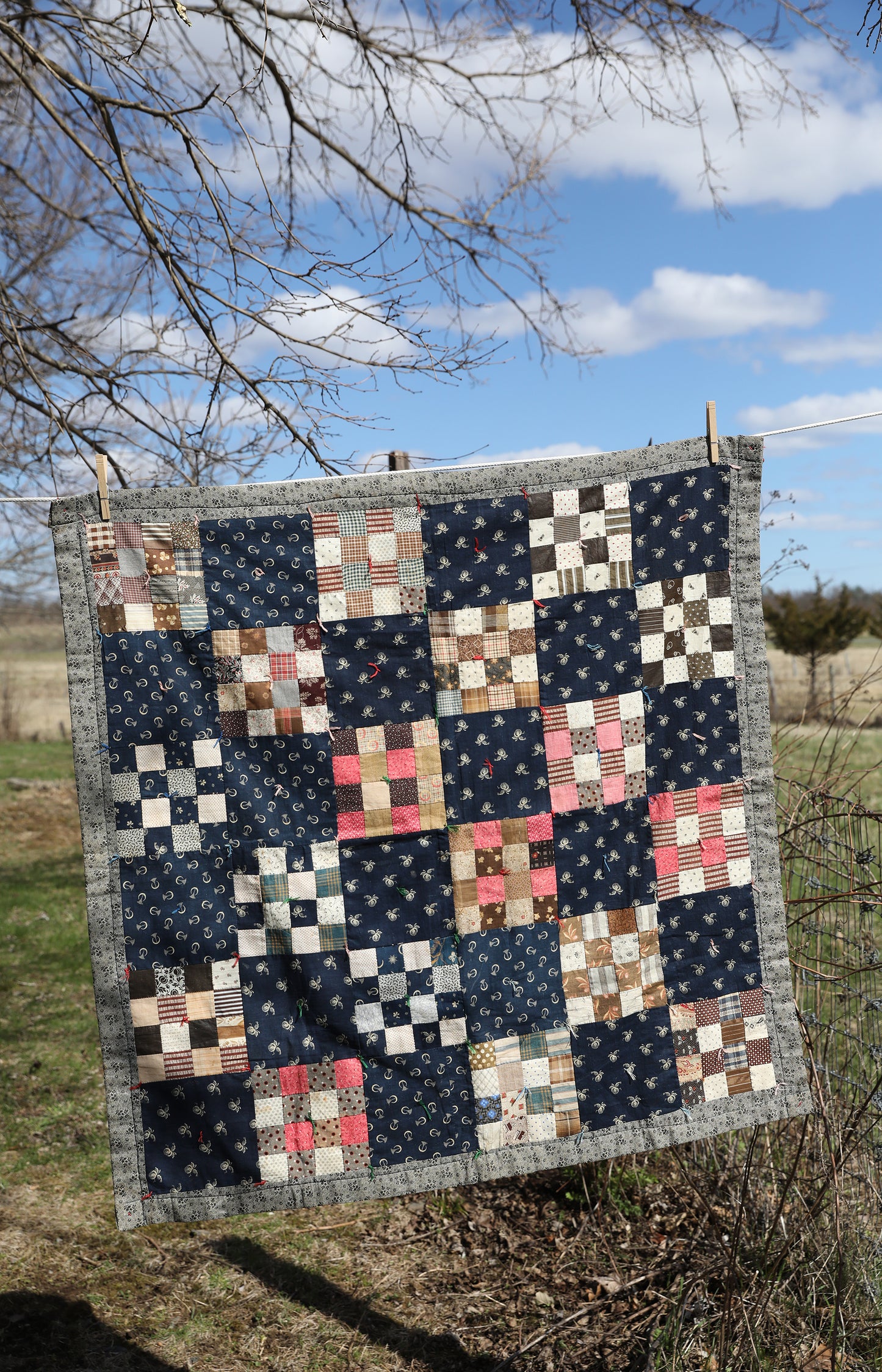 Vintage Pink & Blue Baby Quilt