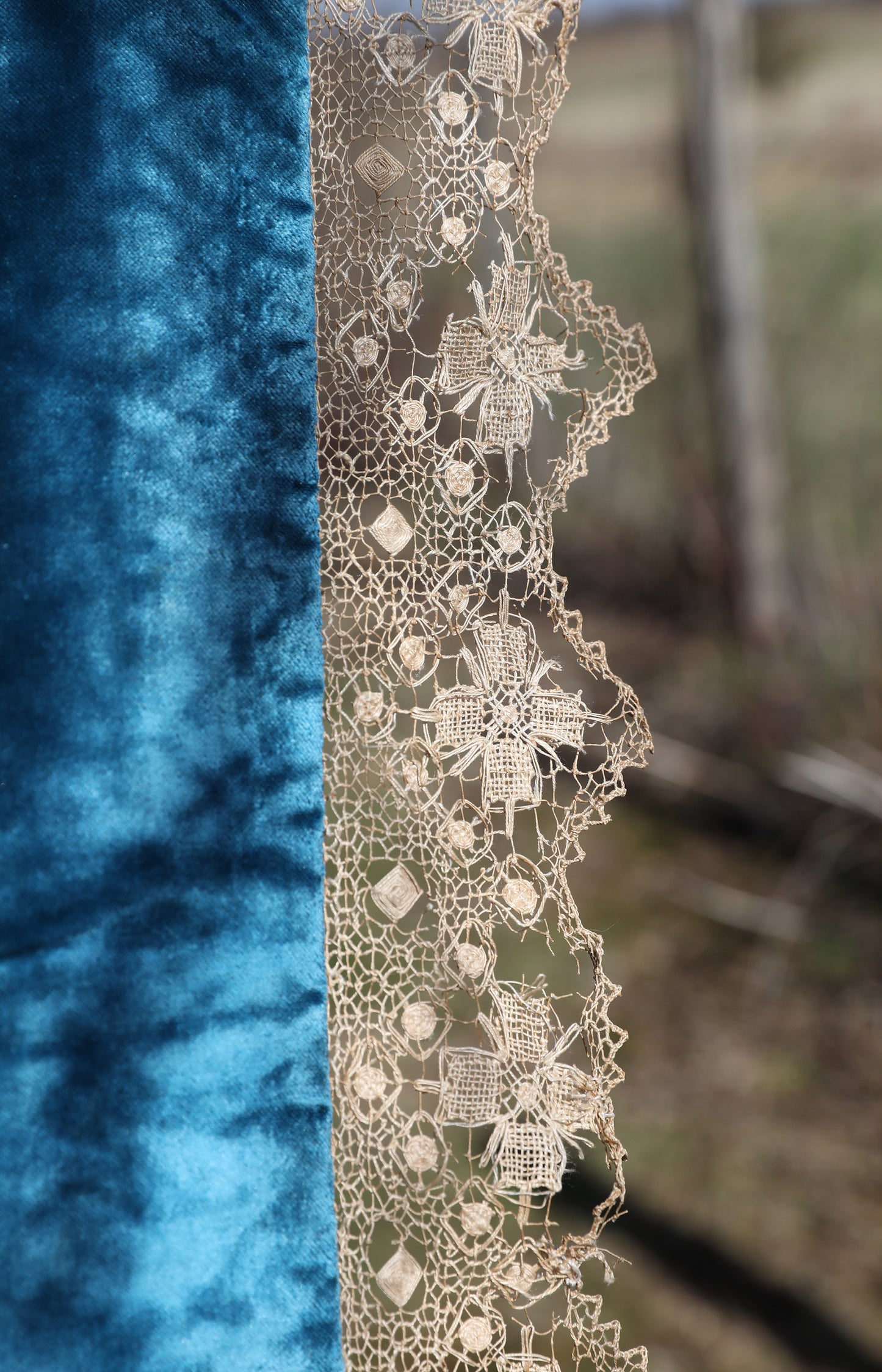 Antique Velvet And Handmade Lace Crazy Quilt