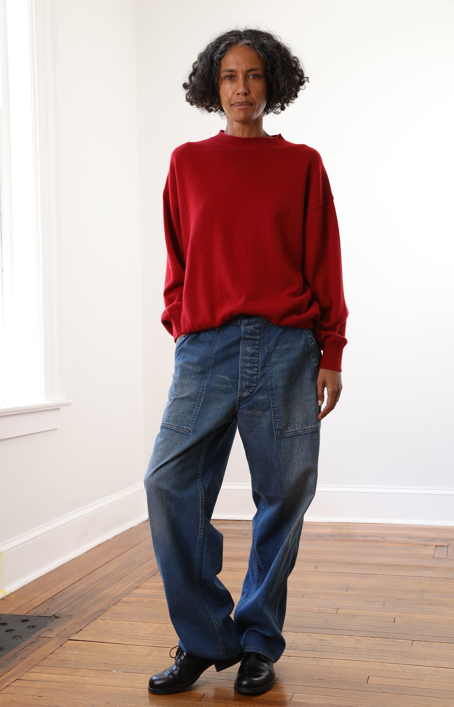 Red Cashmere Crewneck Sweater