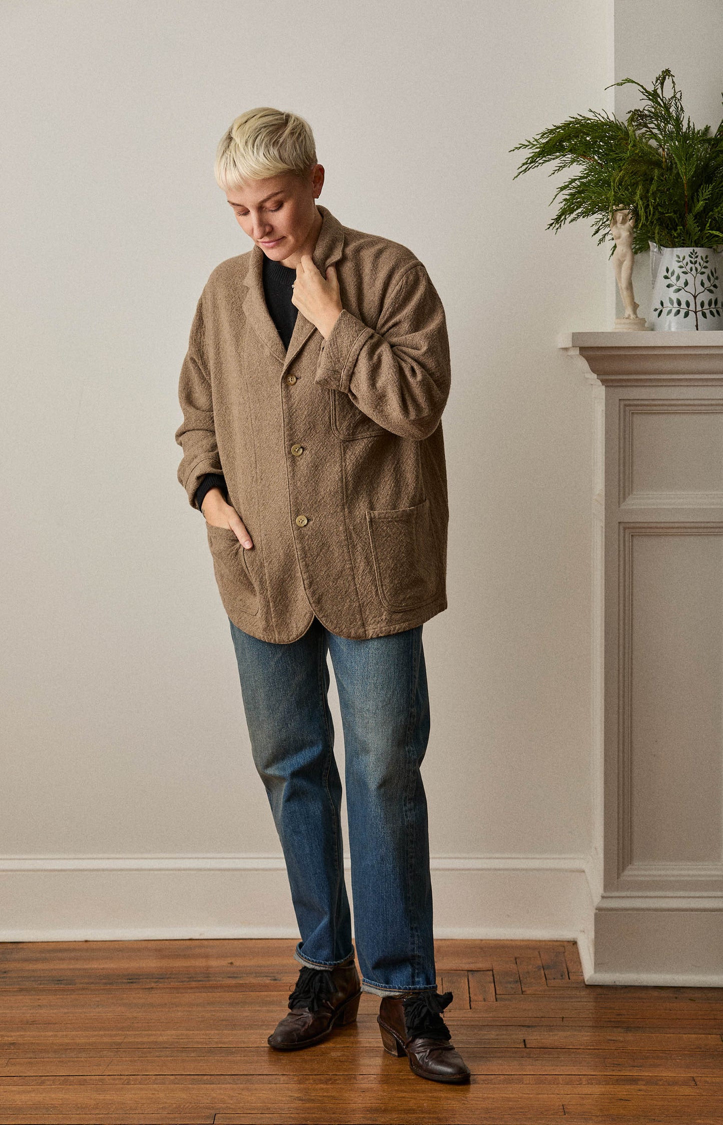 Natural Rigid Cashmere Jacket