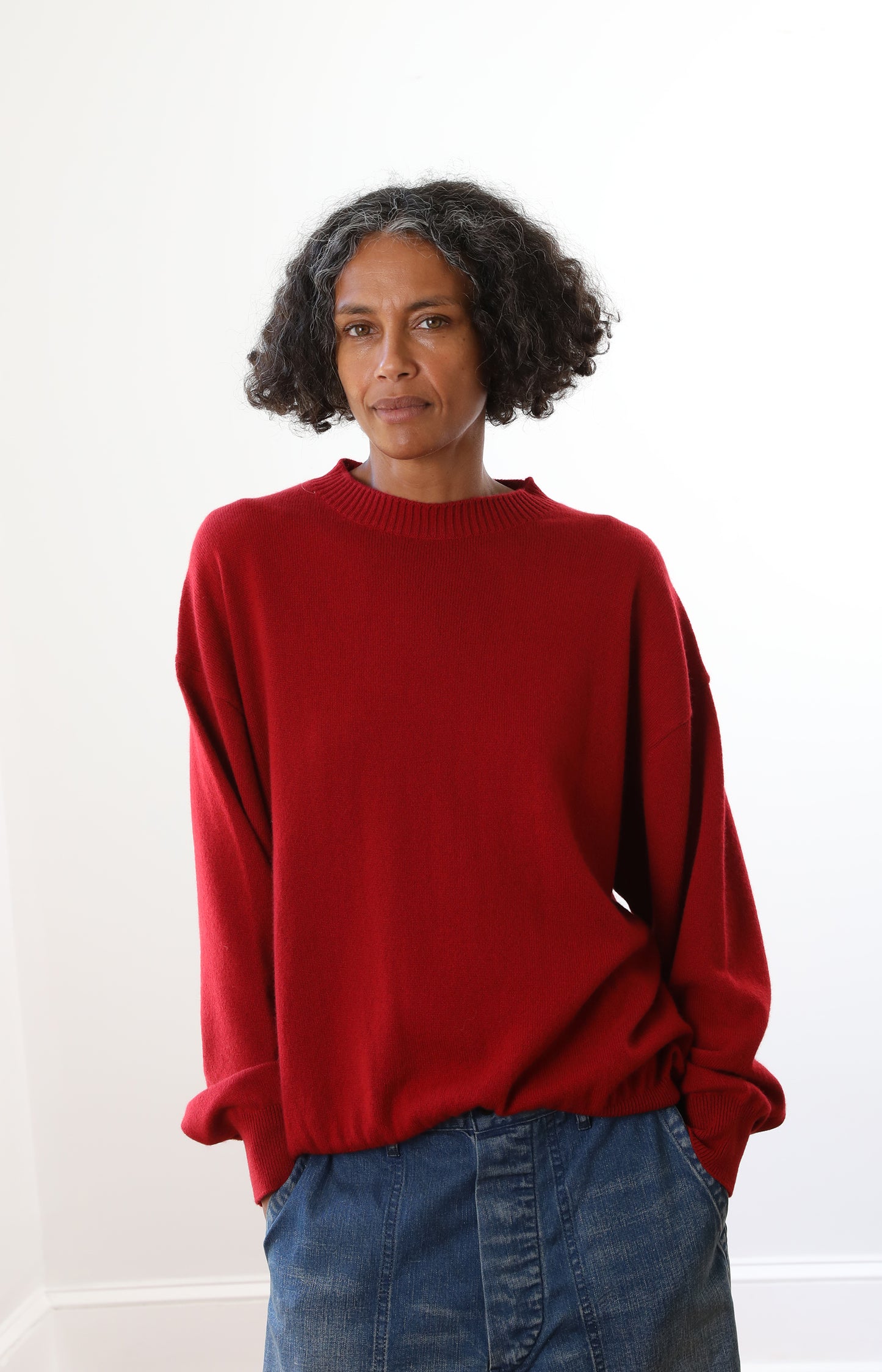 Red Cashmere Crewneck Sweater