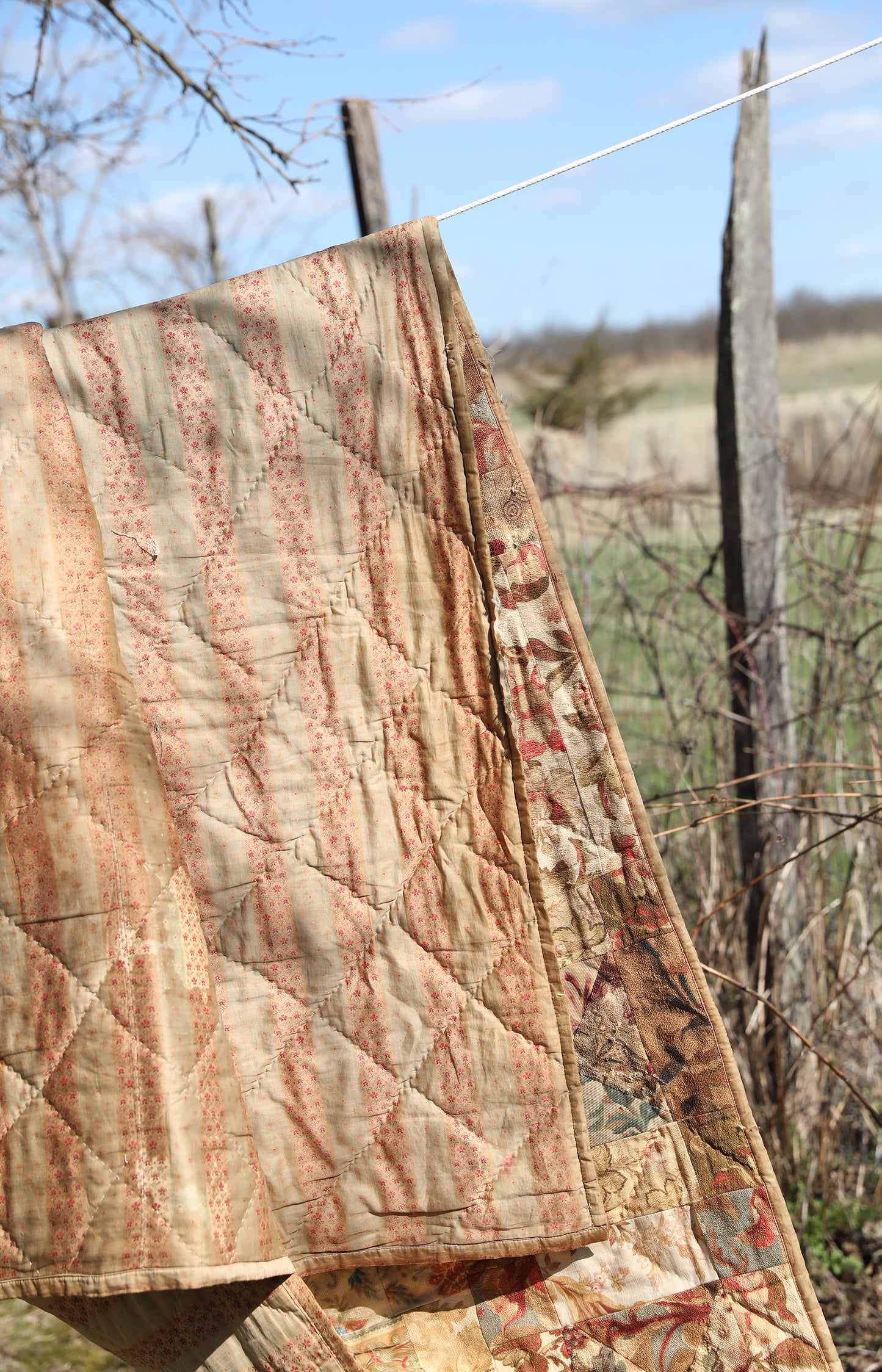Vintage Silk Backed Floral Quilt