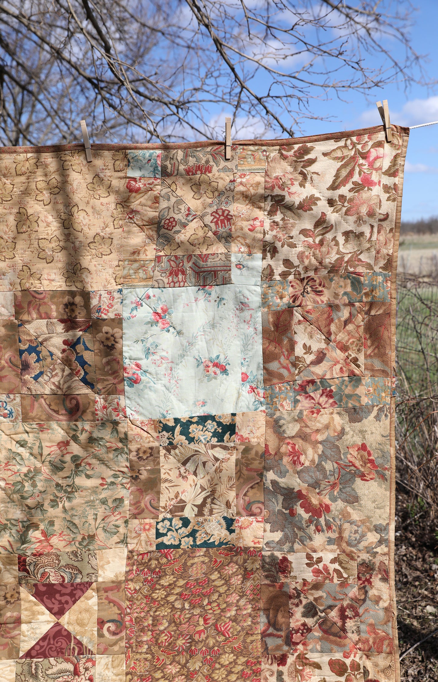 Vintage Silk Backed Floral Quilt