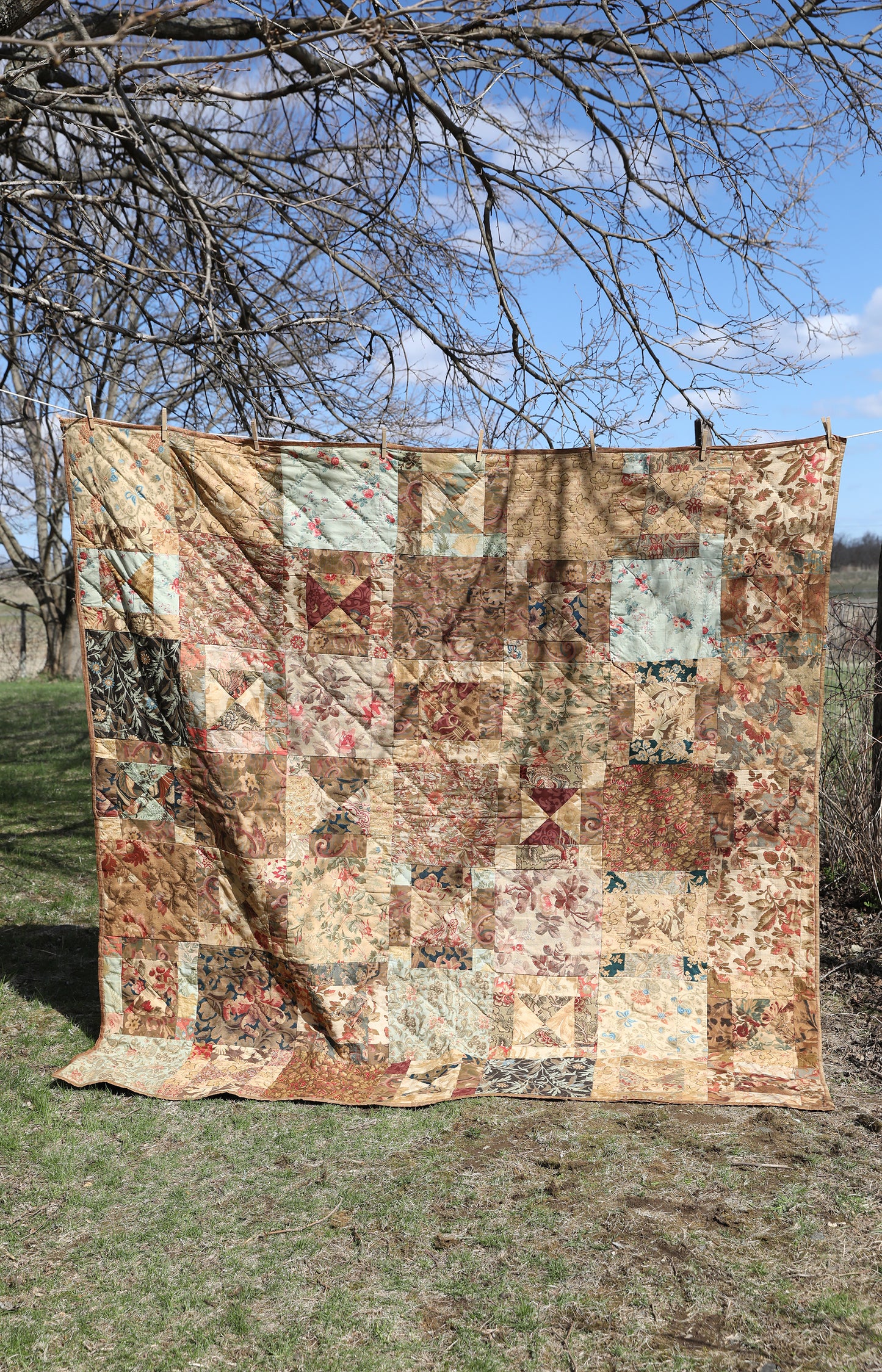Vintage Silk Backed Floral Quilt