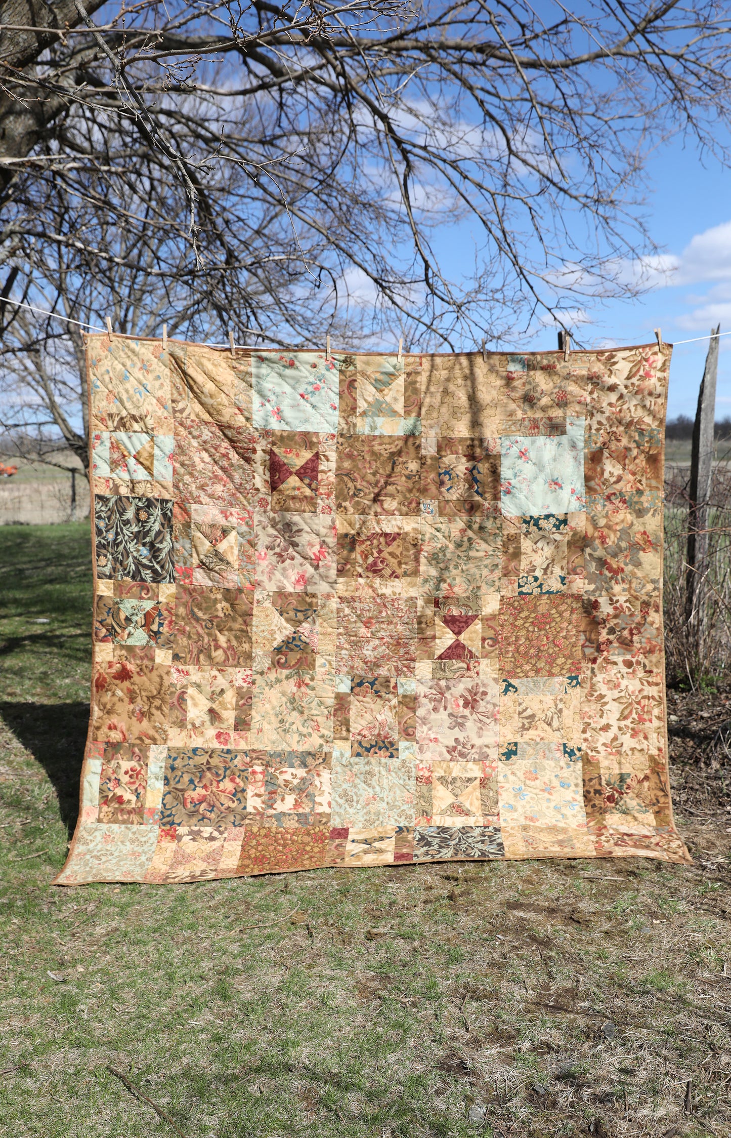 Vintage Silk Backed Floral Quilt