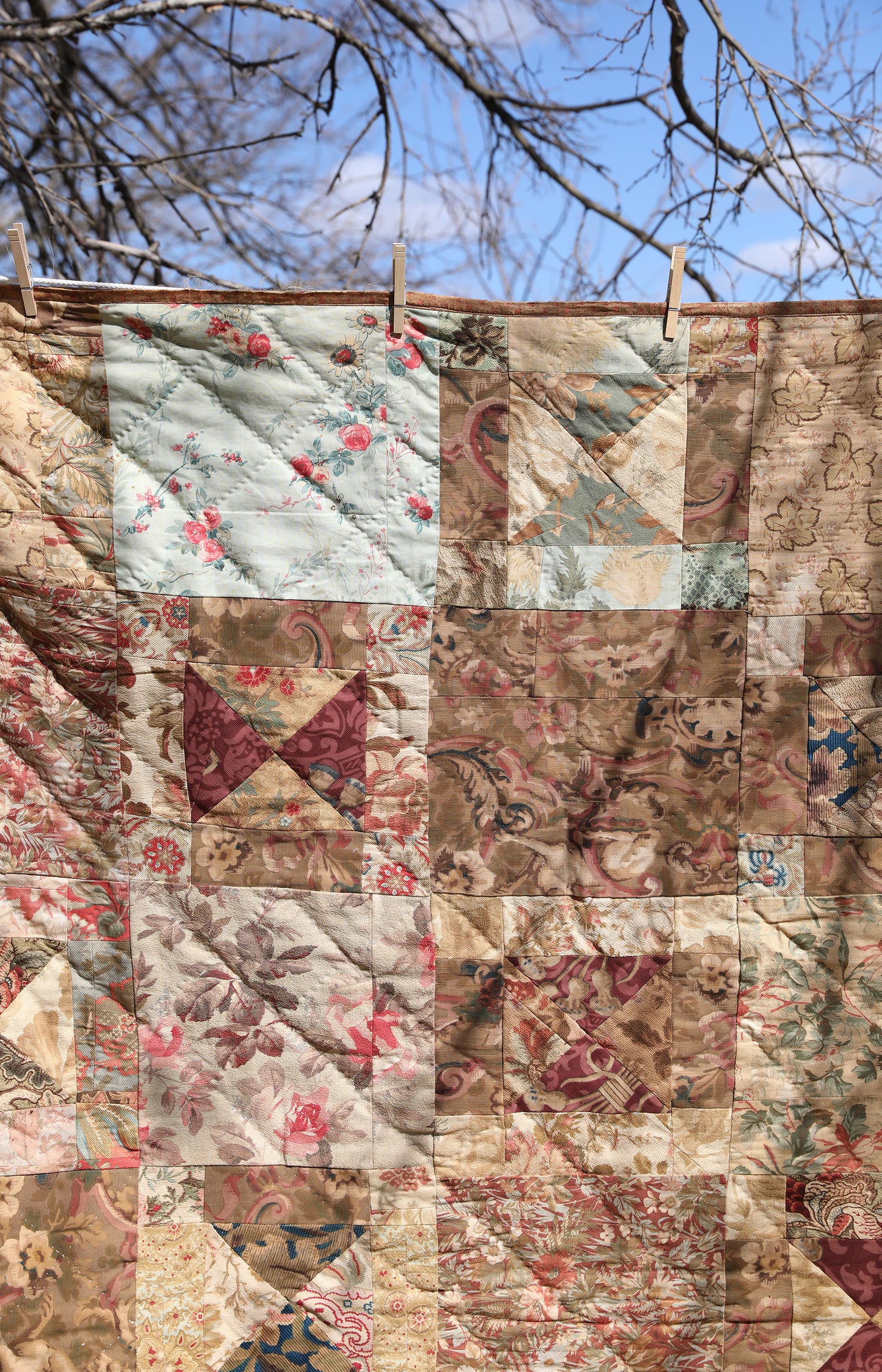 Vintage Silk Backed Floral Quilt