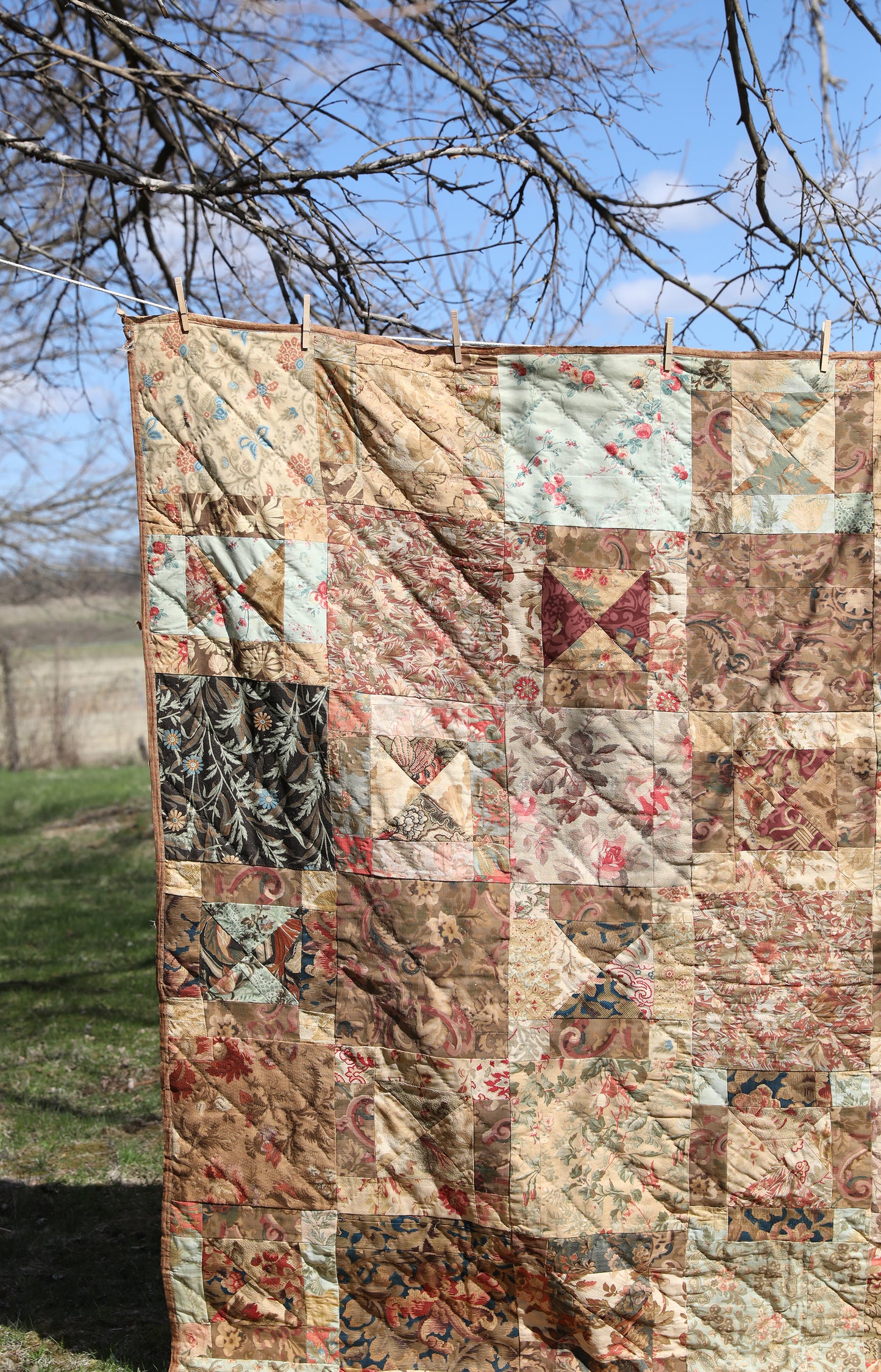 Vintage Silk Backed Floral Quilt