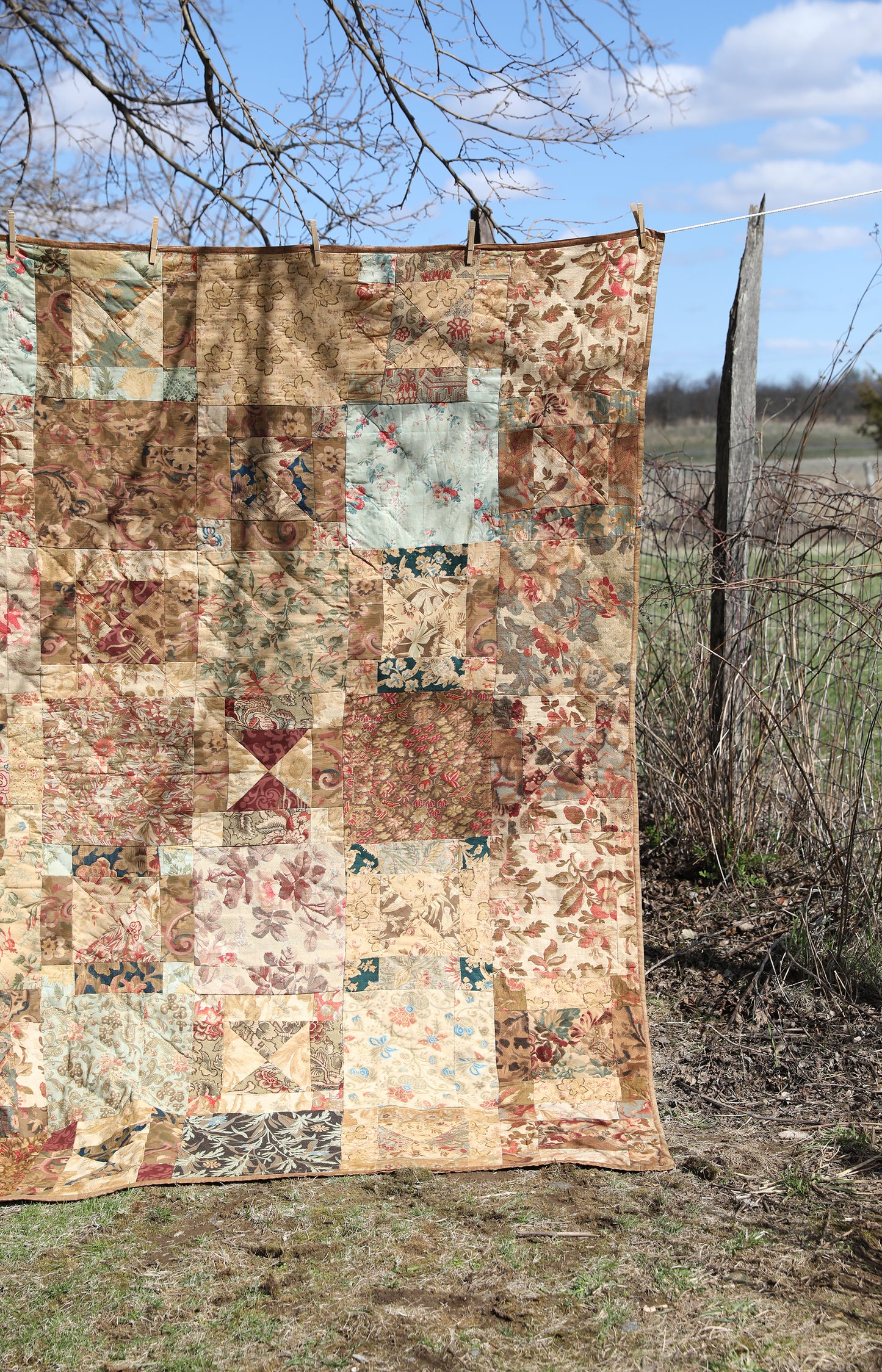Vintage Silk Backed Floral Quilt