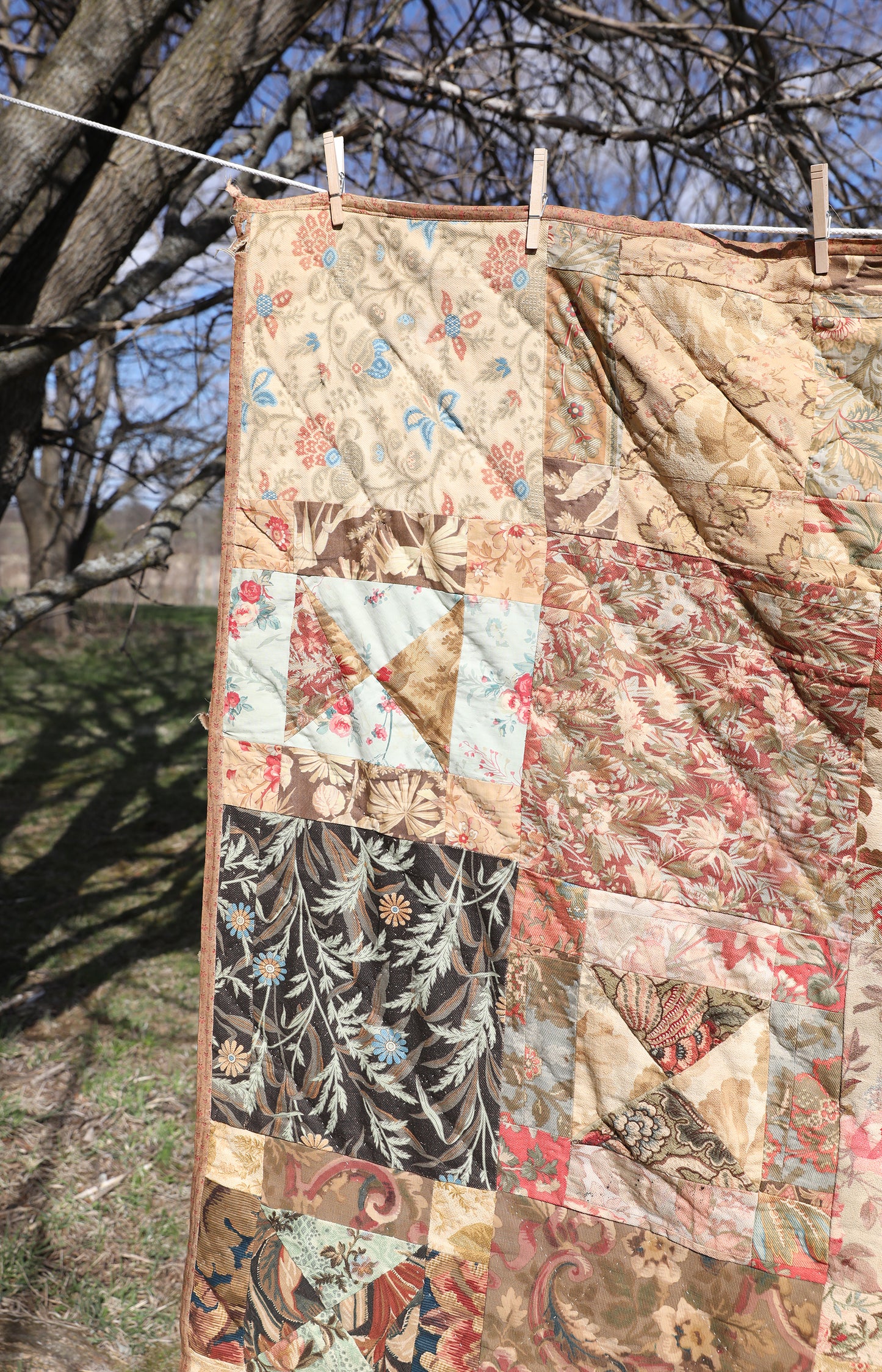 Vintage Silk Backed Floral Quilt