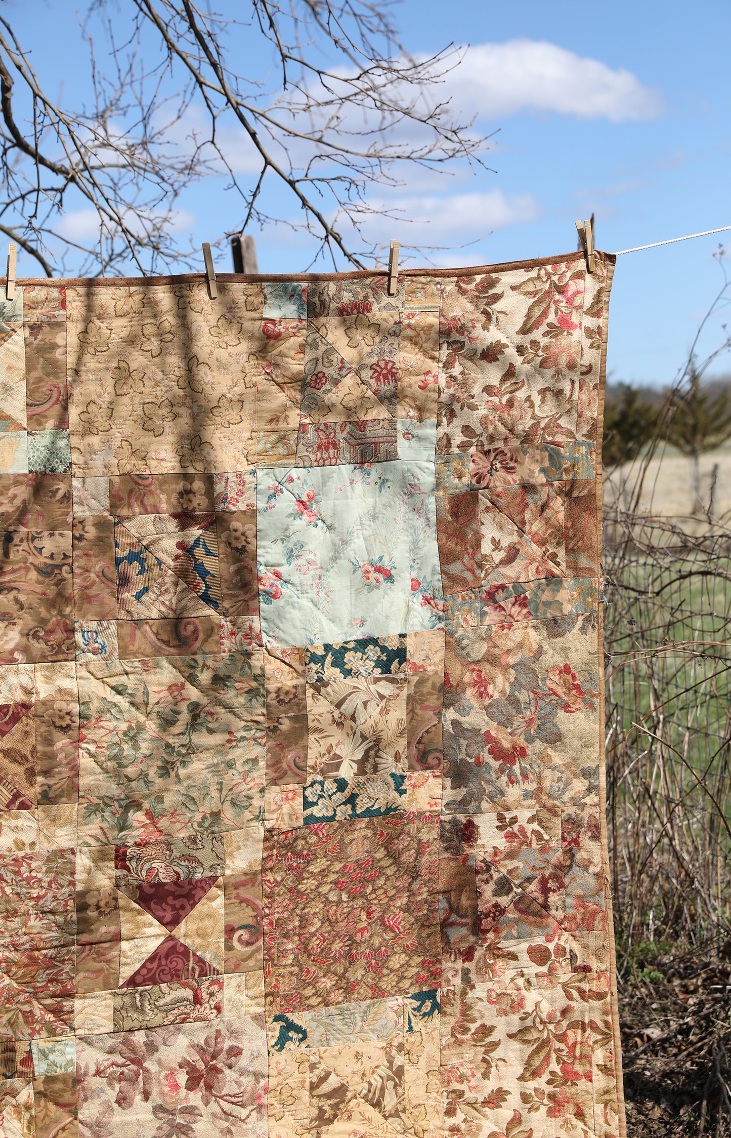 Vintage Silk Backed Floral Quilt