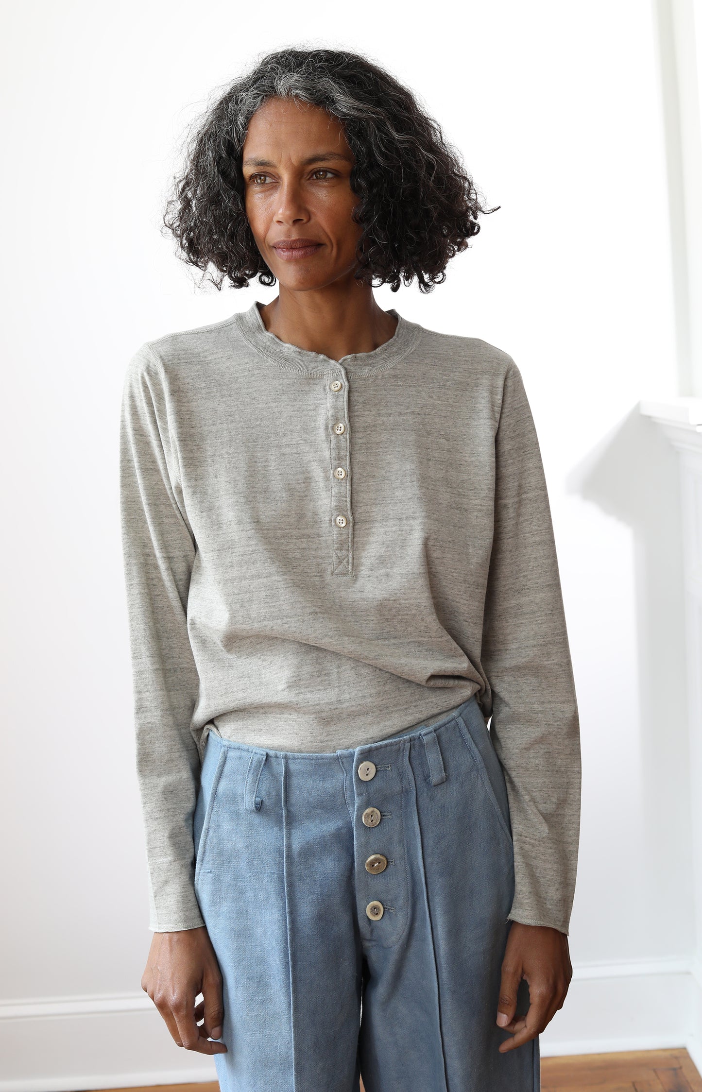 Grey Cotton Henley