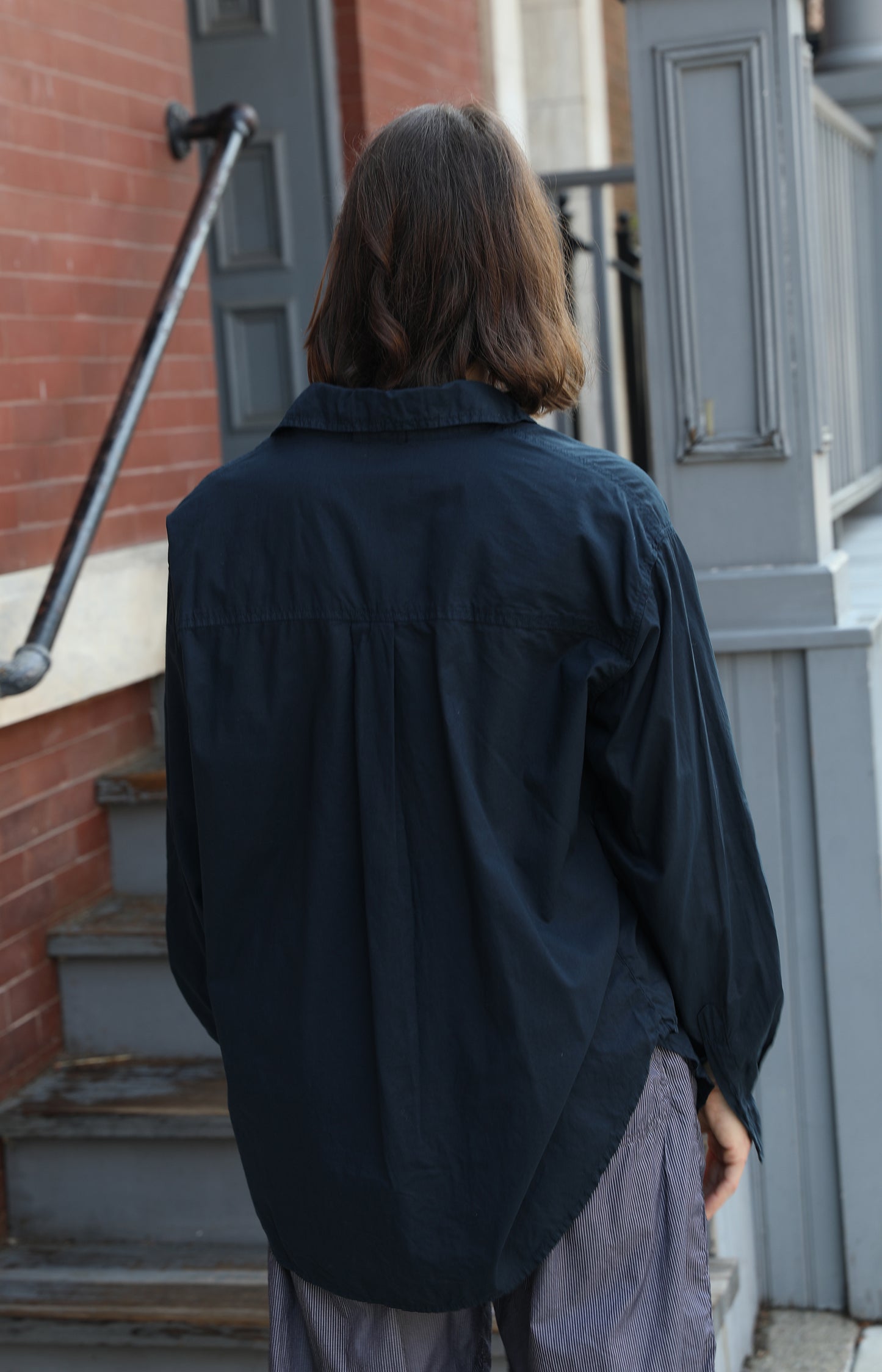 Navy Cotton Voile Shirt