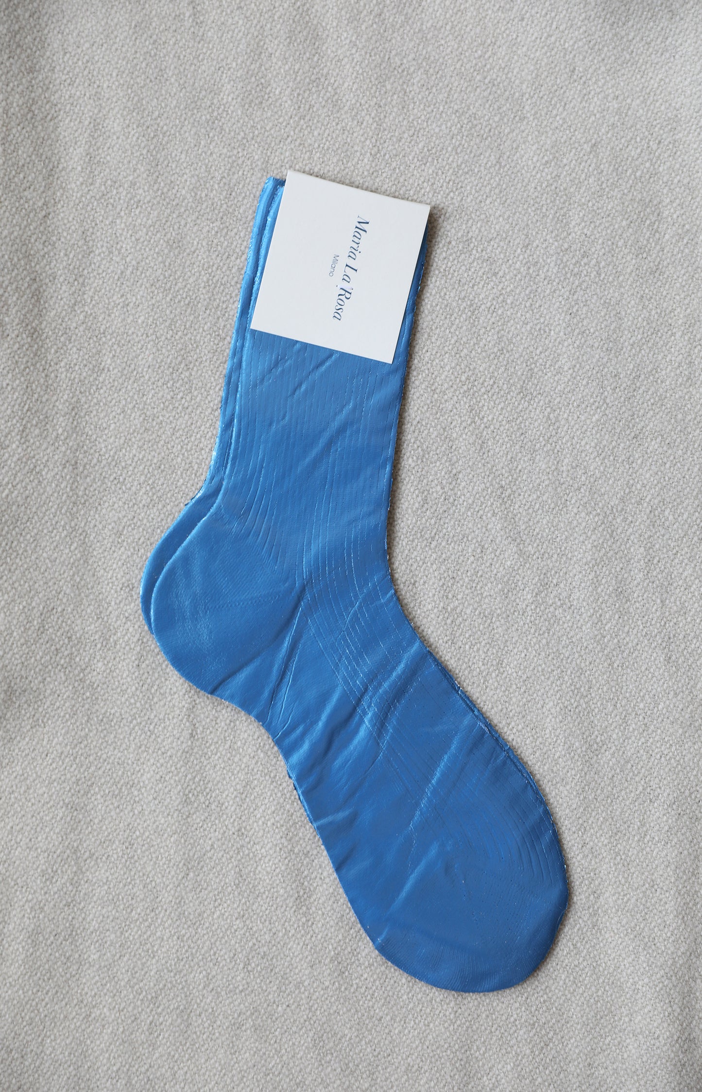 Blue Ribbed Laminated Socks