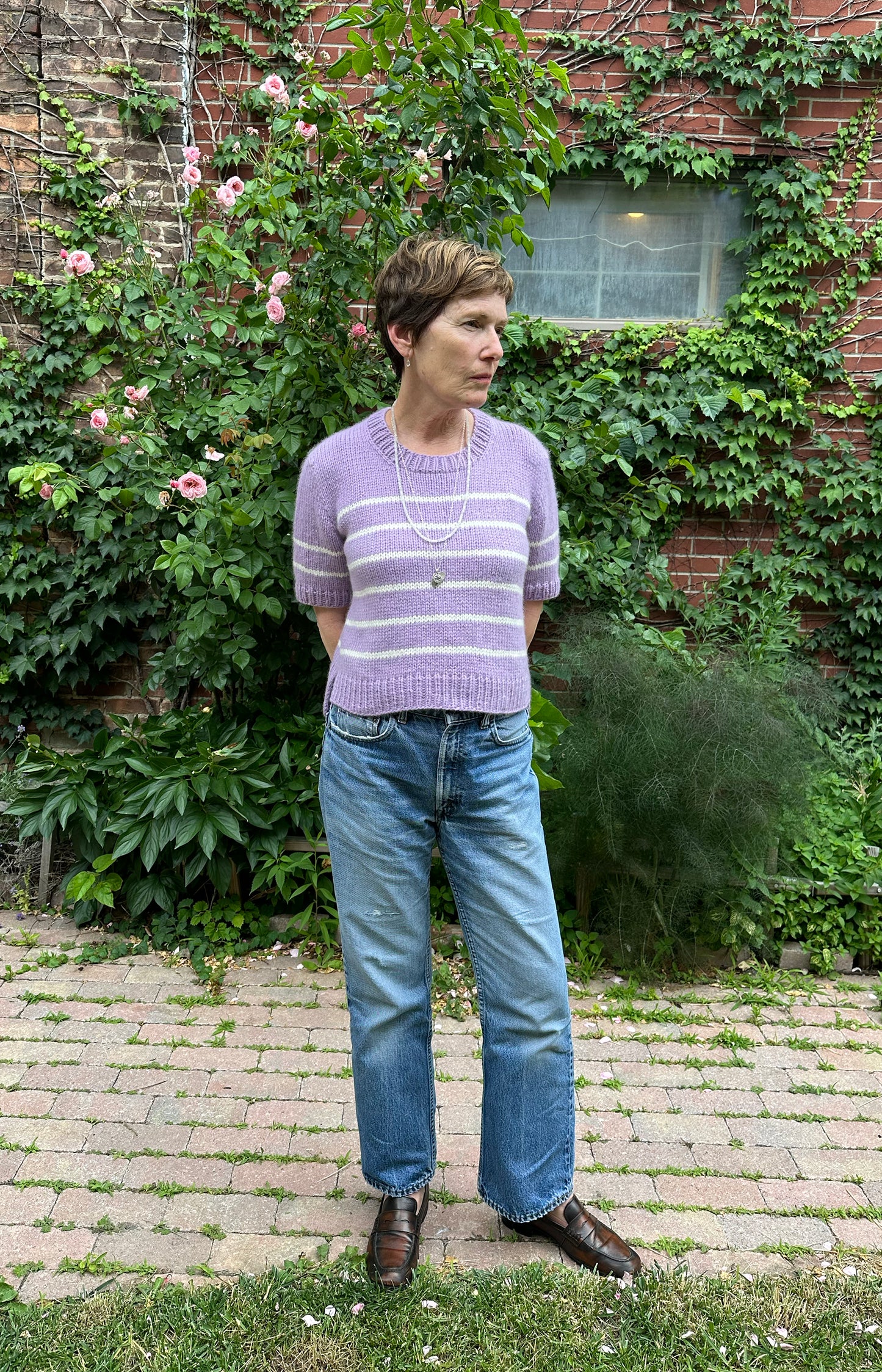 Lilac & Ivory Charlotte Striped Cashmere Tee