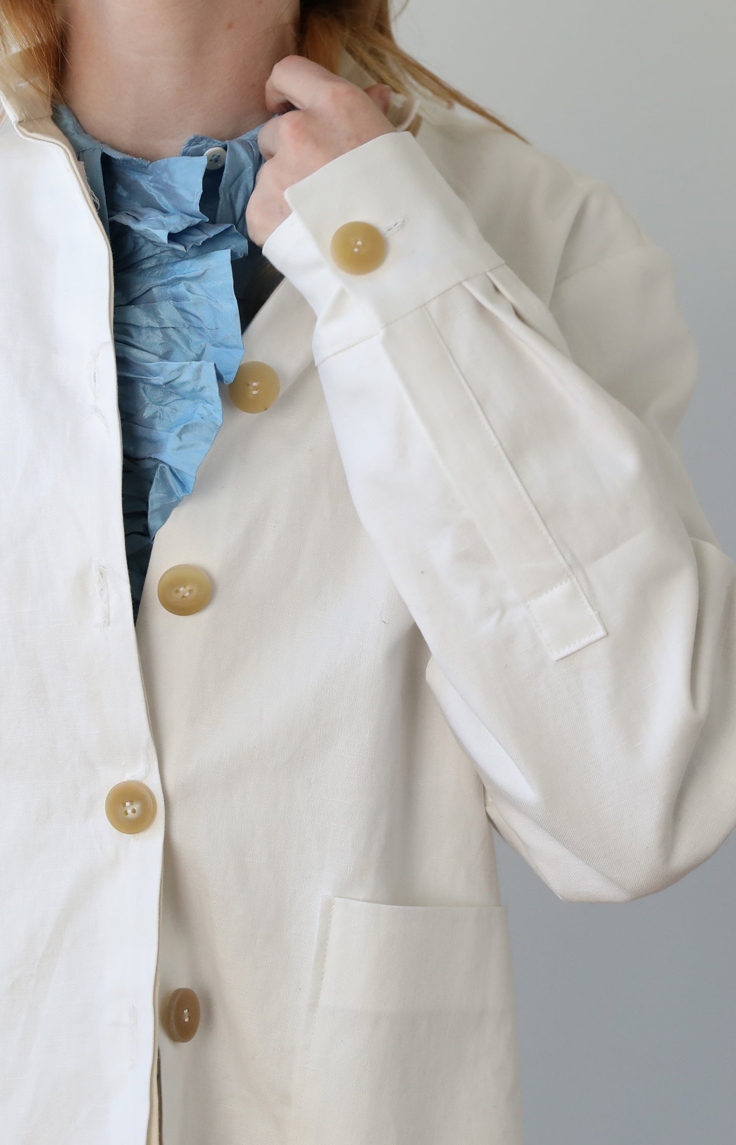 White Cotton Linen Jacket