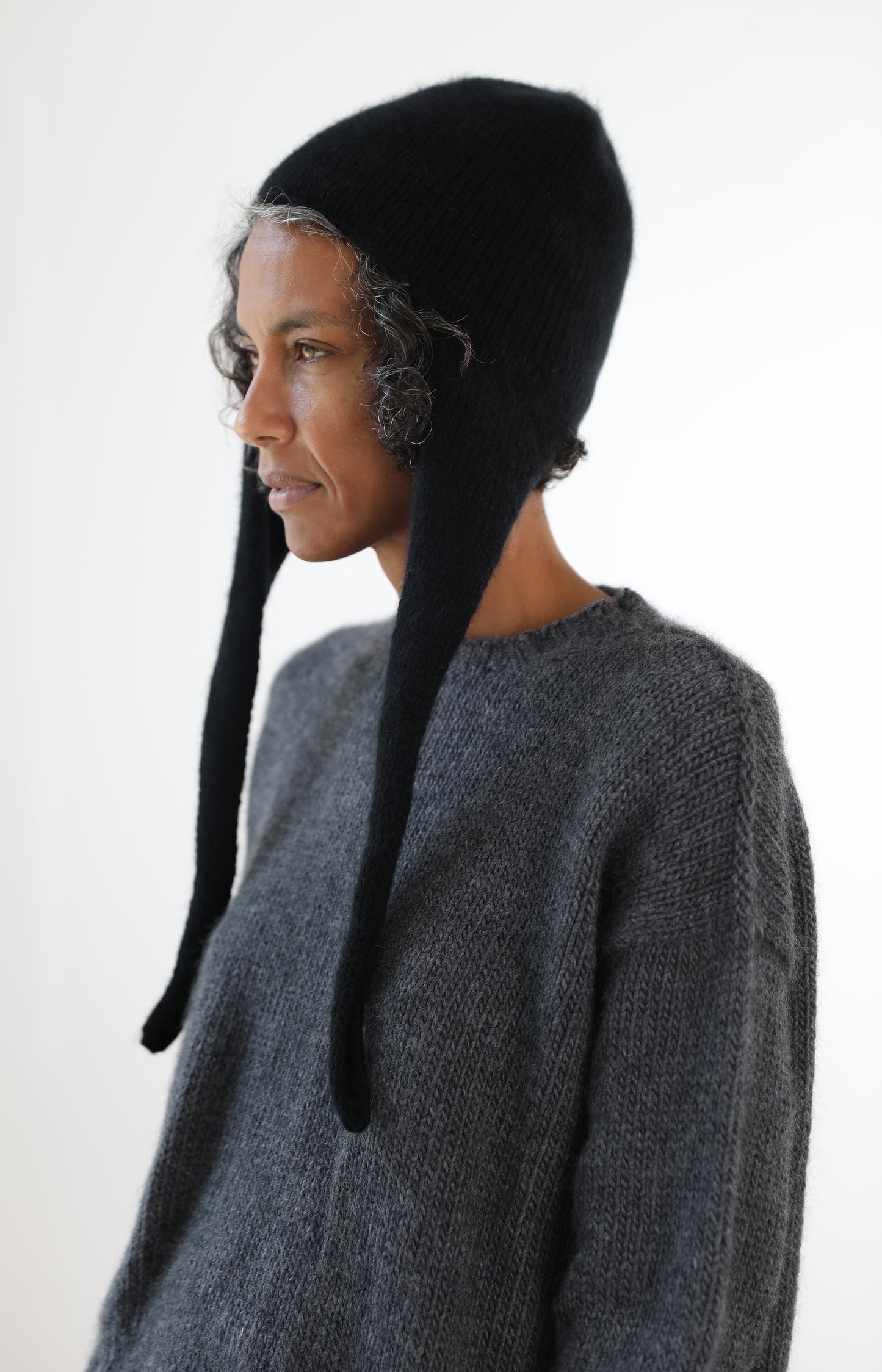 Black Fiocco Floppy Hat
