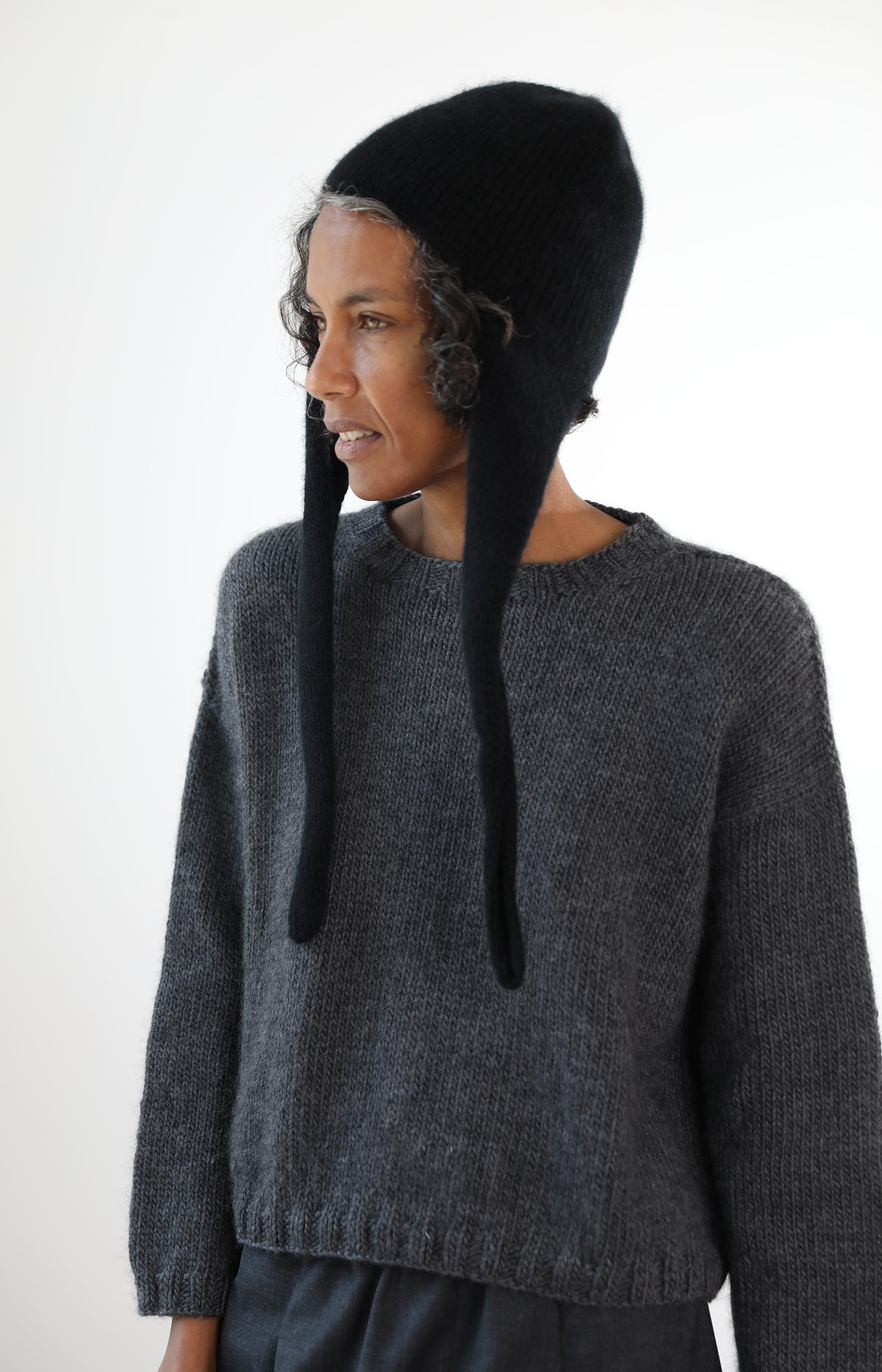 Black Fiocco Floppy Hat