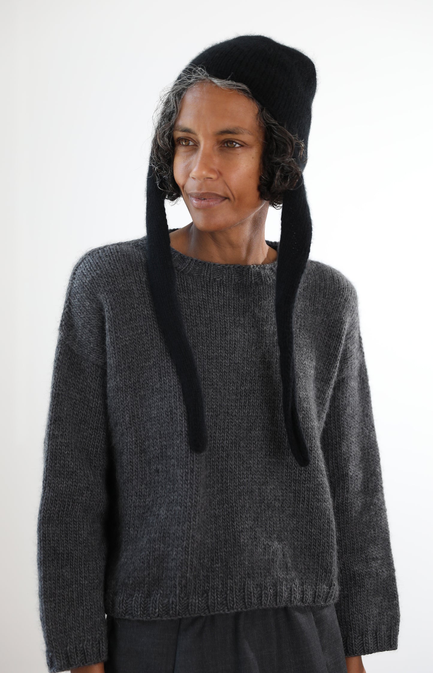 Black Fiocco Floppy Hat