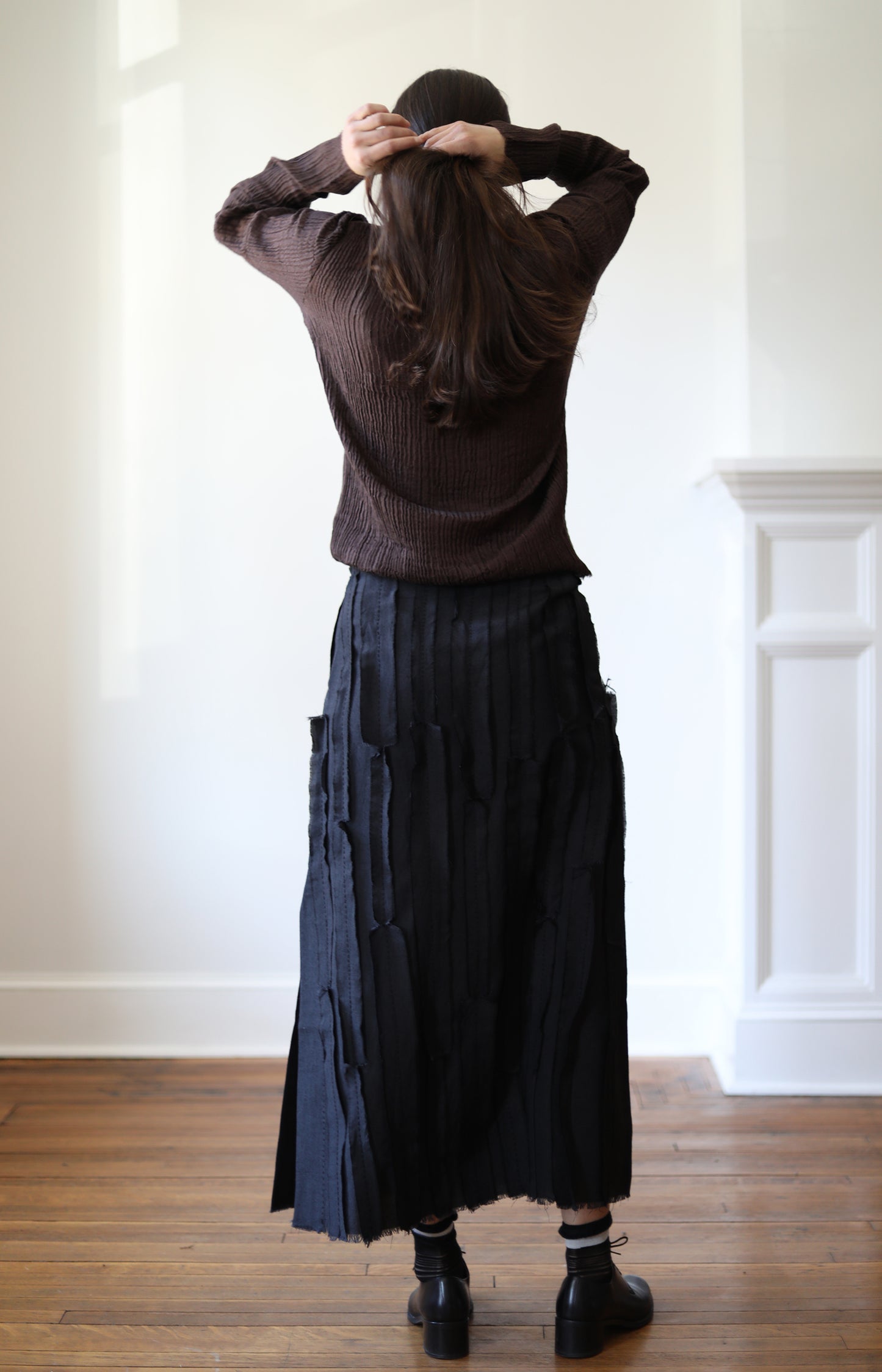 Black Feather Raw Skirt