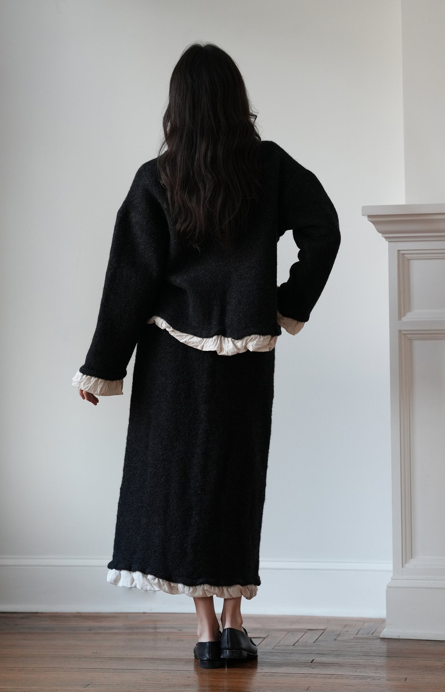 Charcoal Grey Wool Skirt