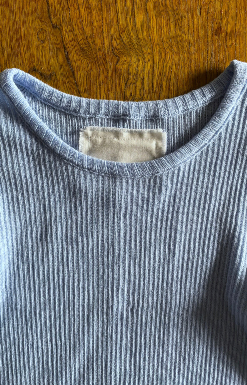 Light Blue Gauze Ribbed Tee