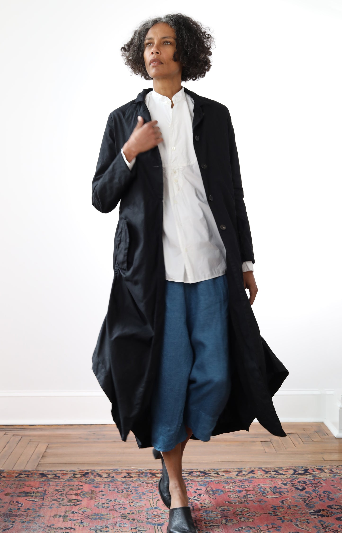 Black Ann Waxed Cotton Coat