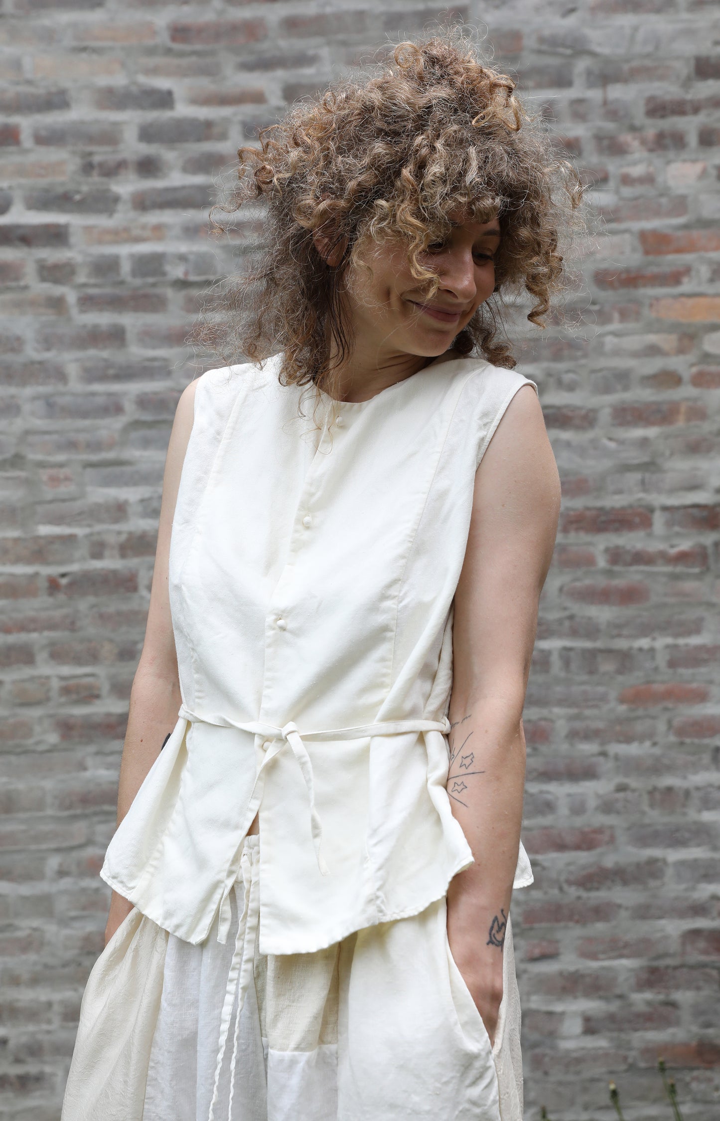 Sleeveless Top with Buttons