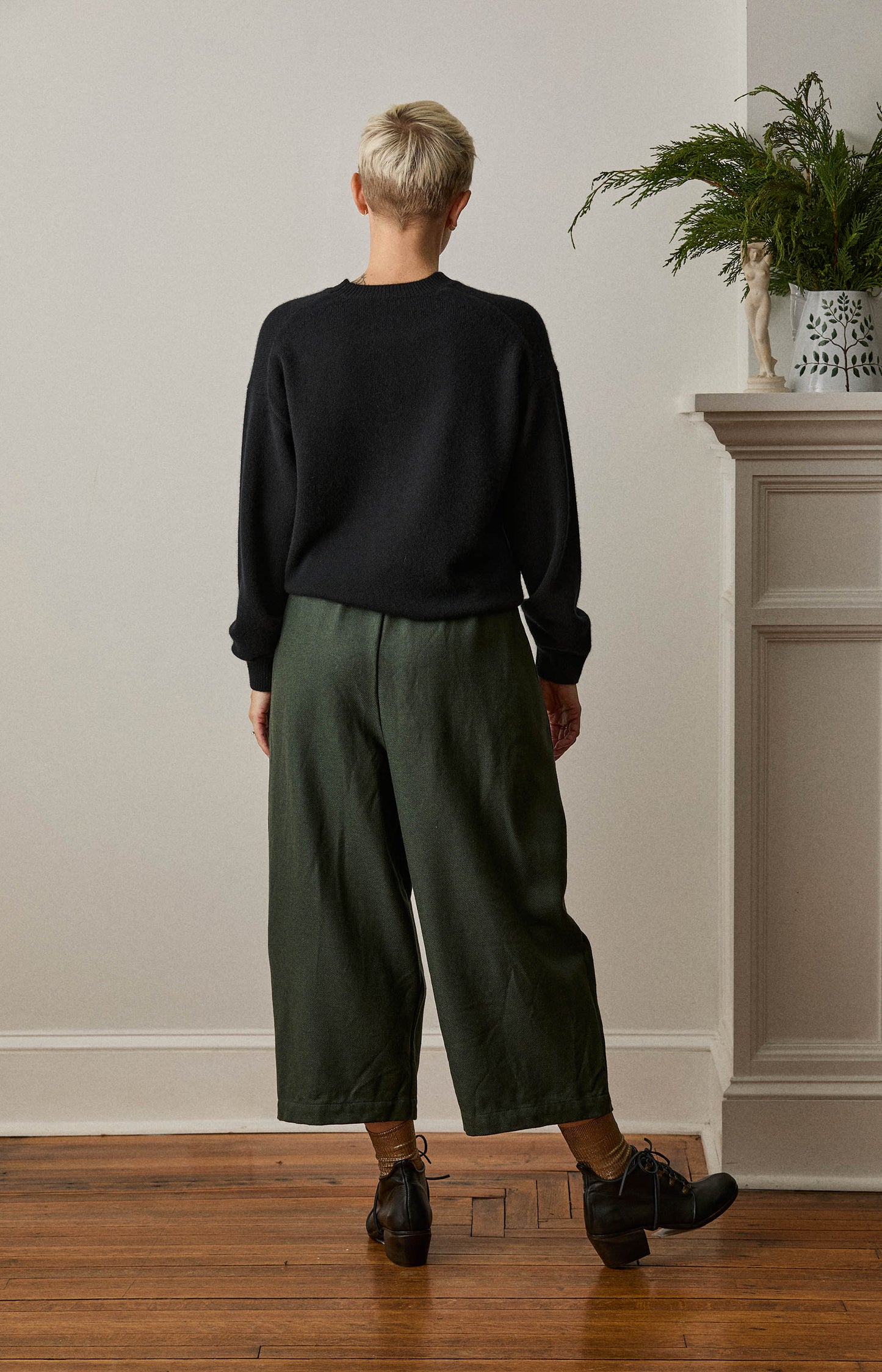 Green Wool Twill Trousers