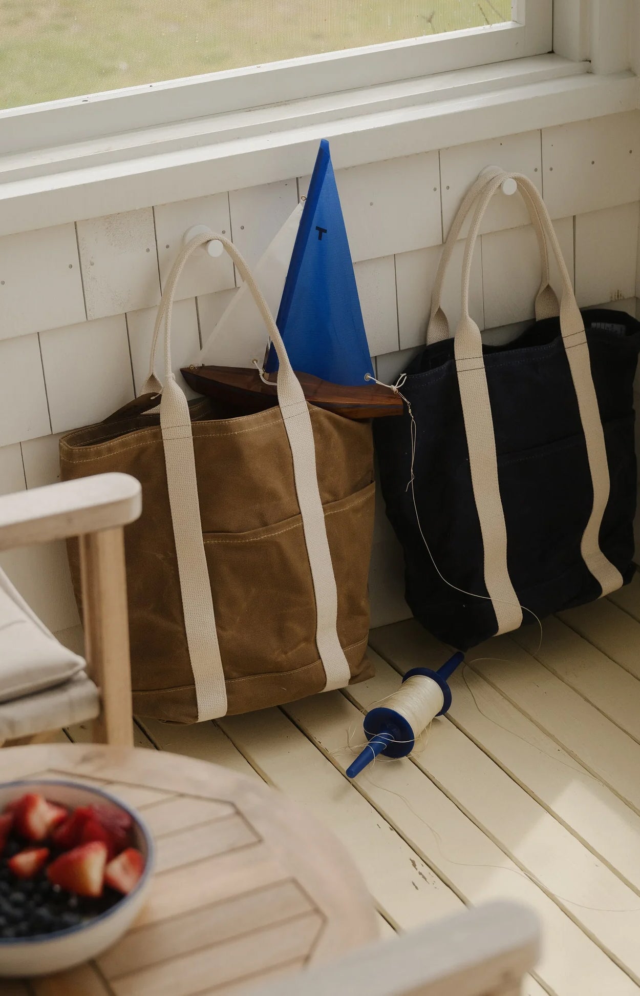 Navy Utility Wax Tote