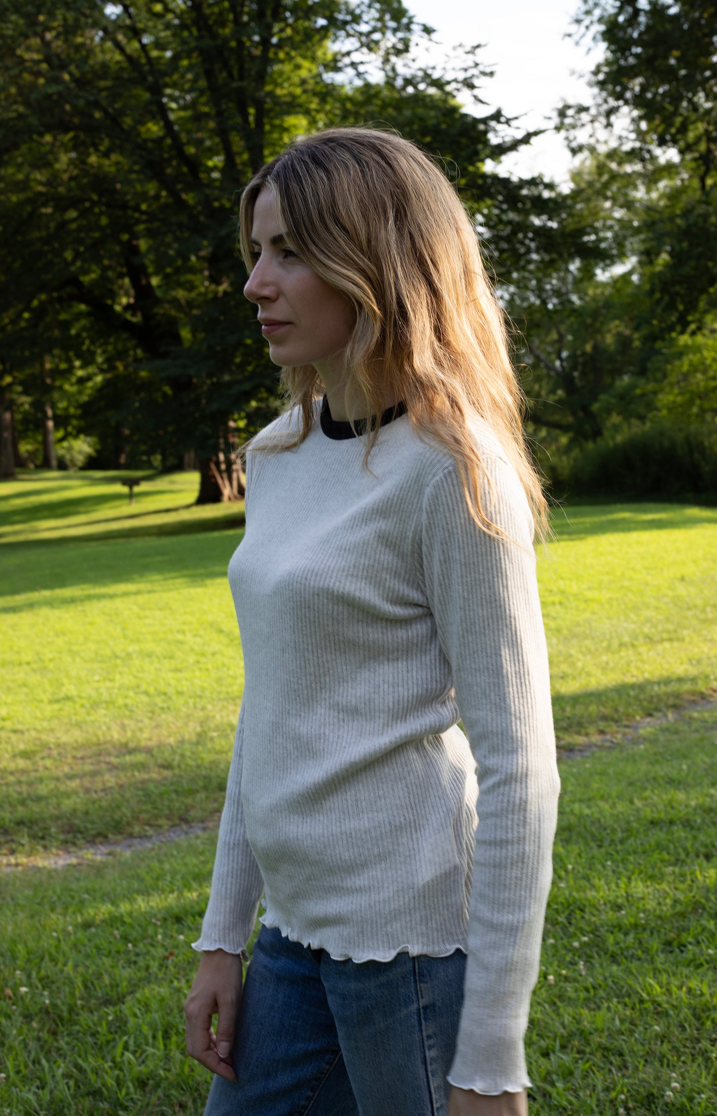 Oat Gauze Ribbed Tee