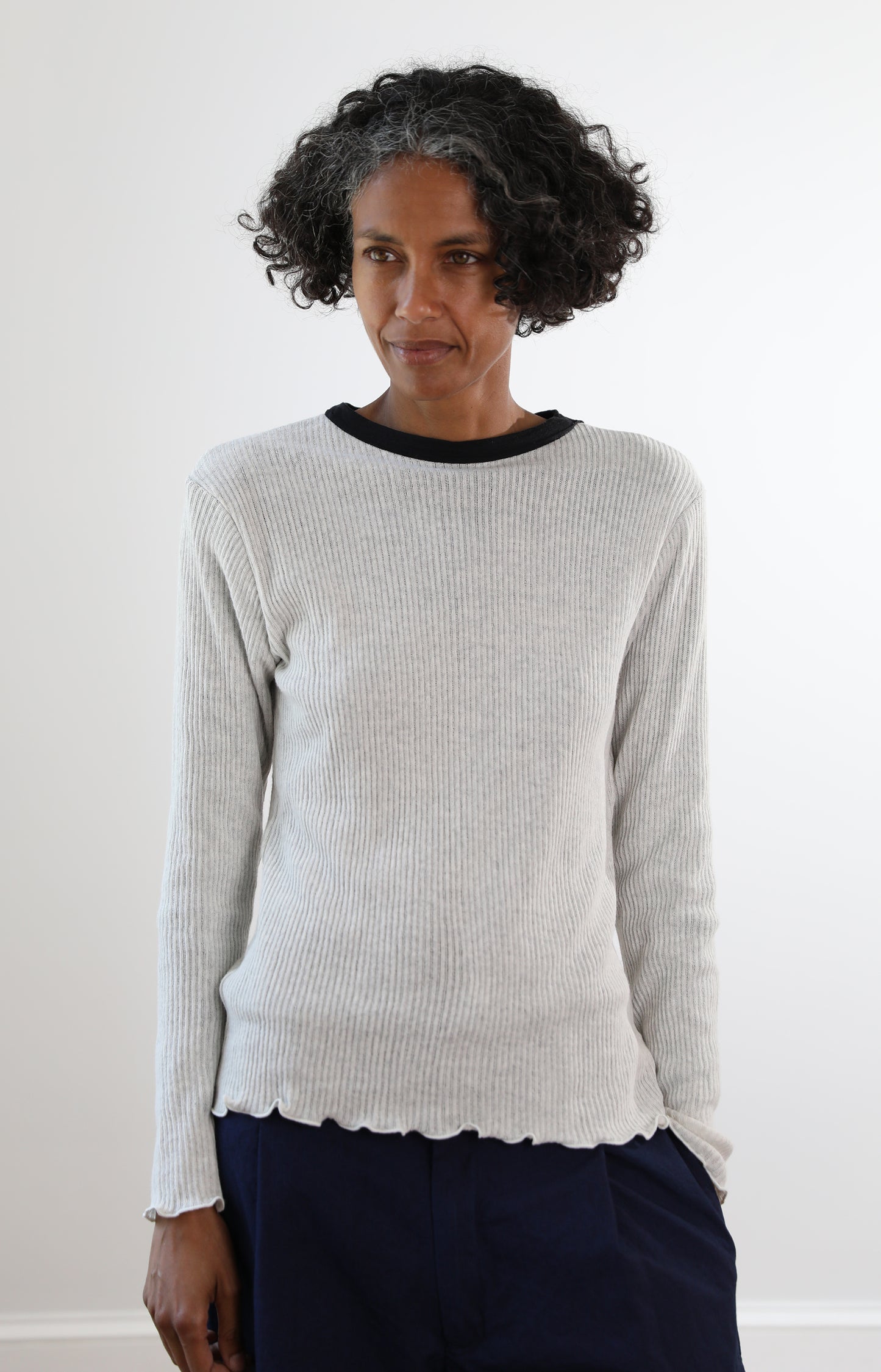 Oat Gauze Ribbed Tee