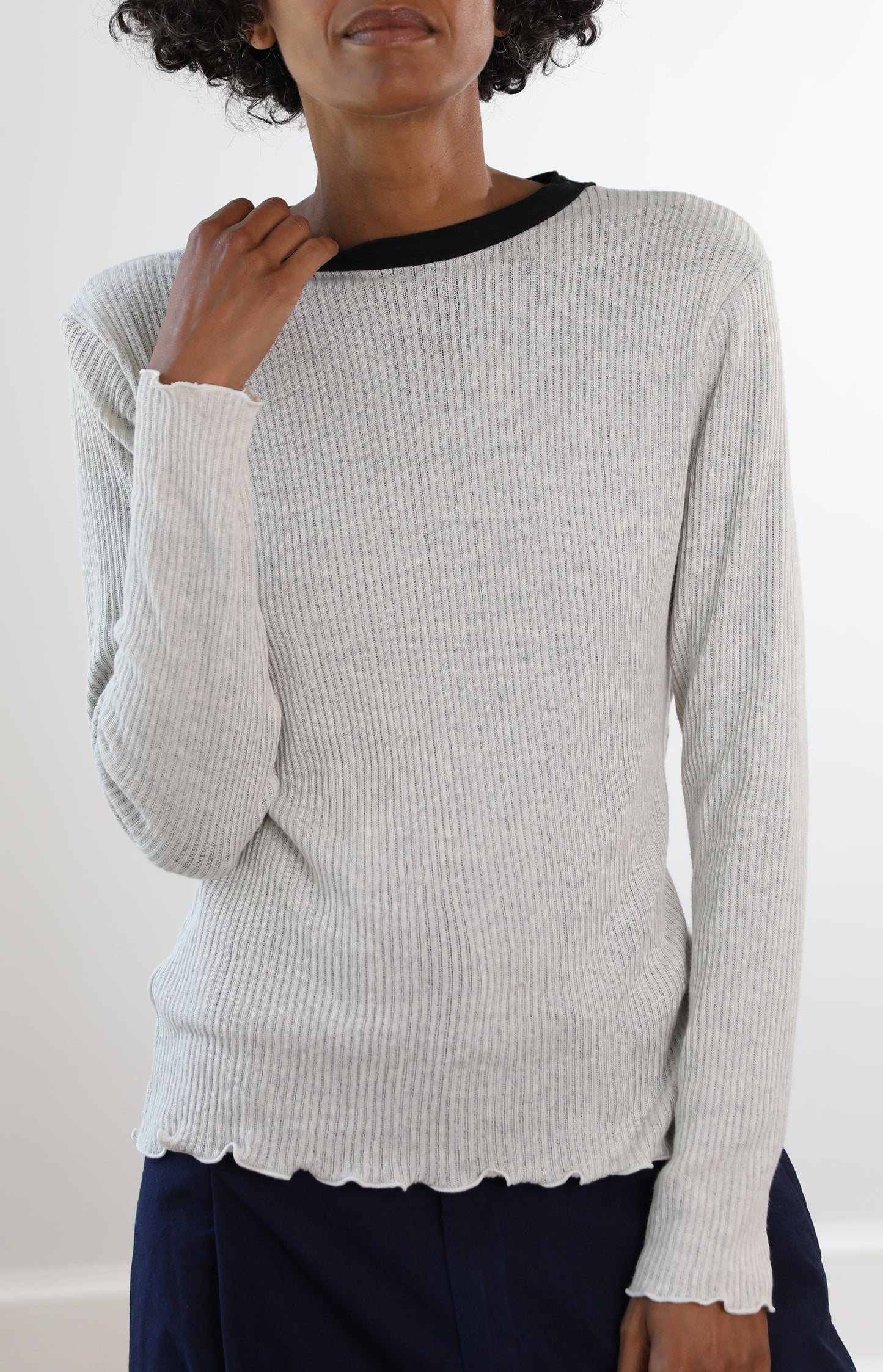 Oat Gauze Ribbed Tee