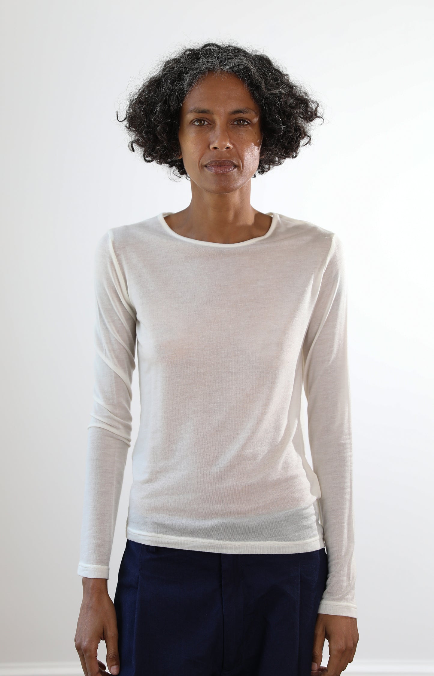 White Long Sleeve Jersey Tee
