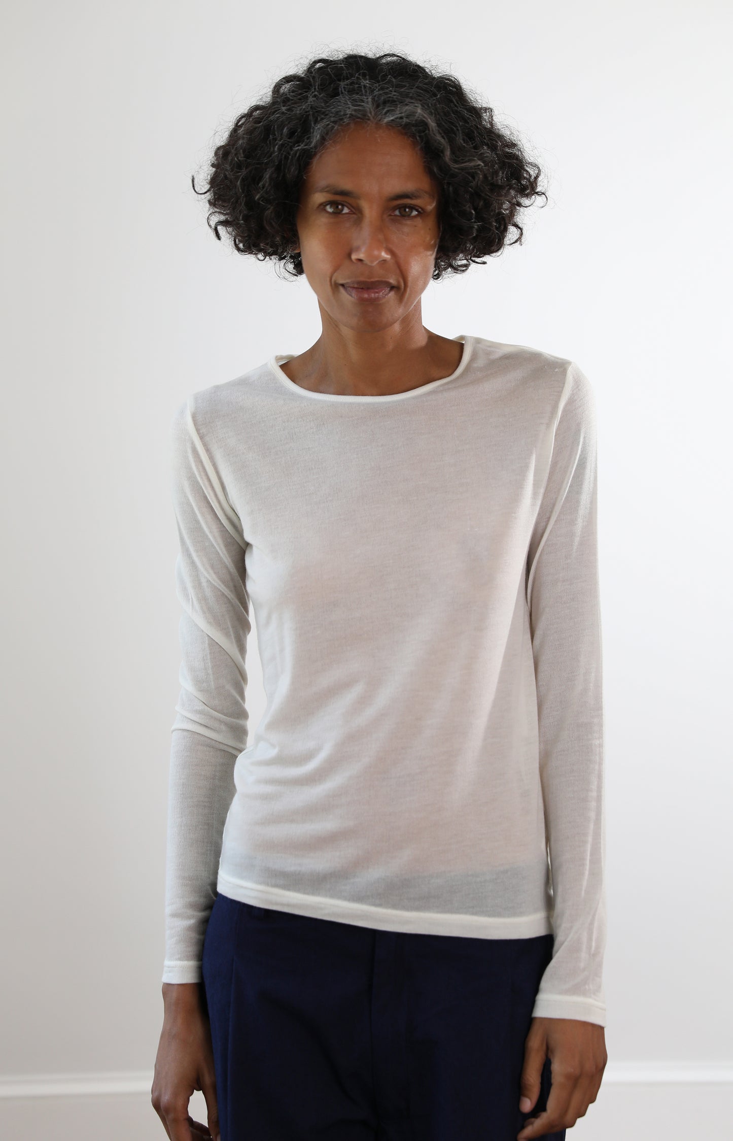 White Long Sleeve Jersey Tee