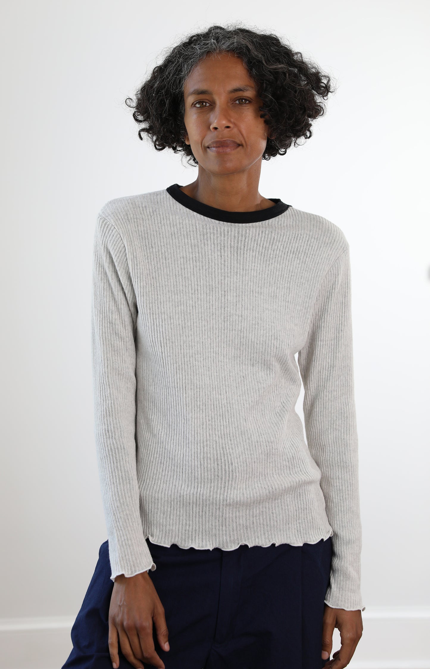 Oat Gauze Ribbed Tee