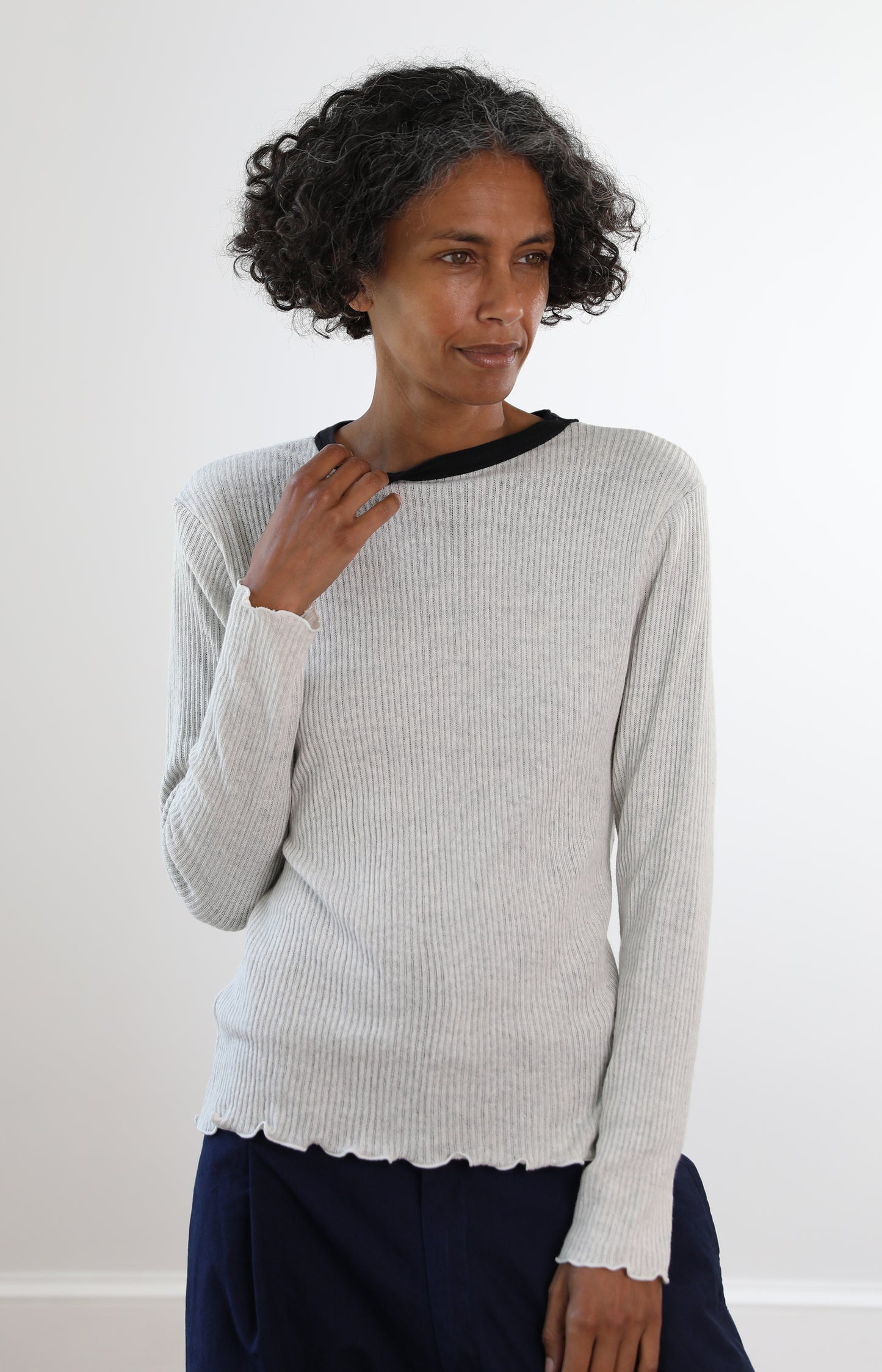 Oat Gauze Ribbed Tee