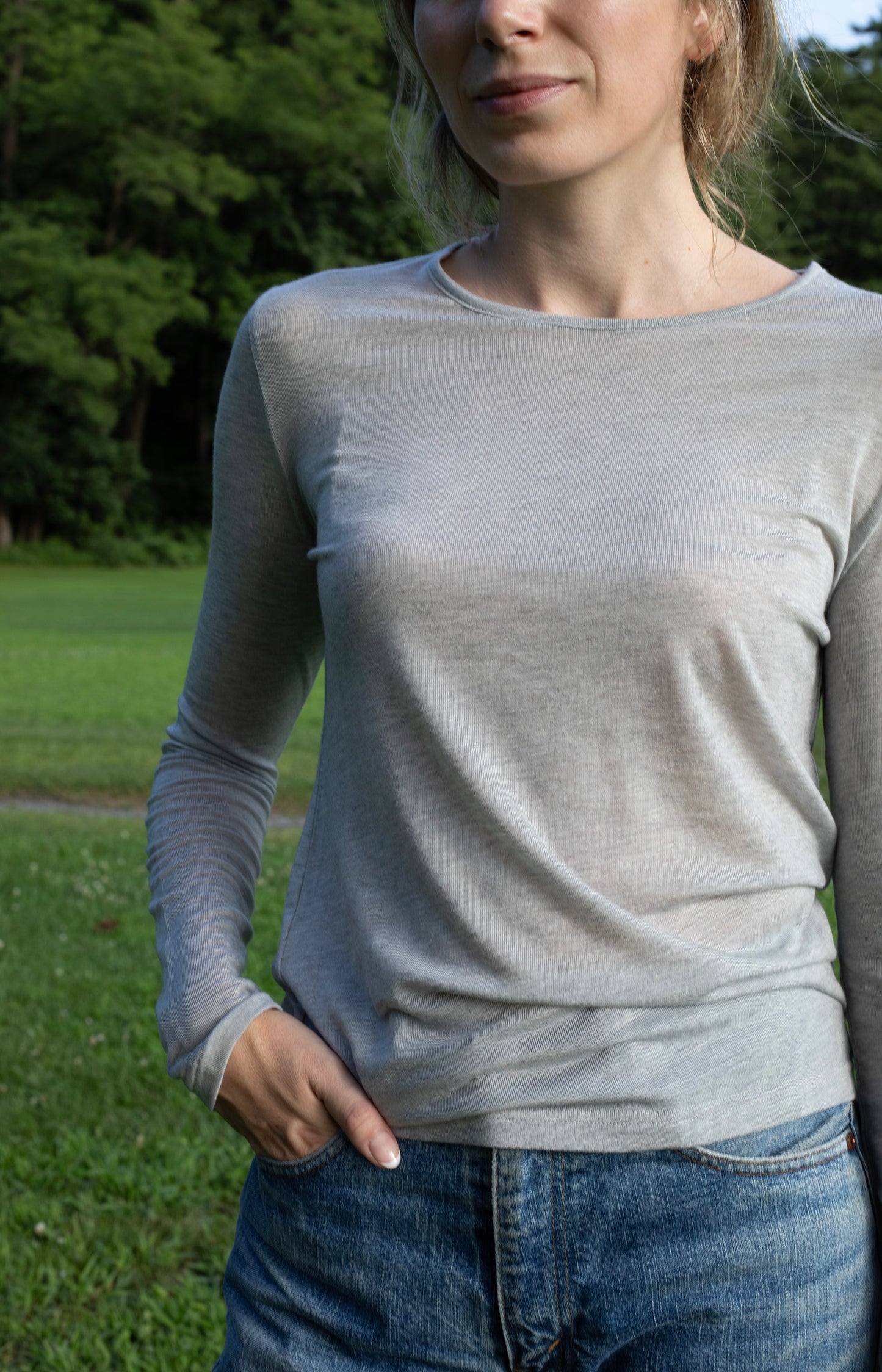 Grey Long Sleeve Jersey Tee