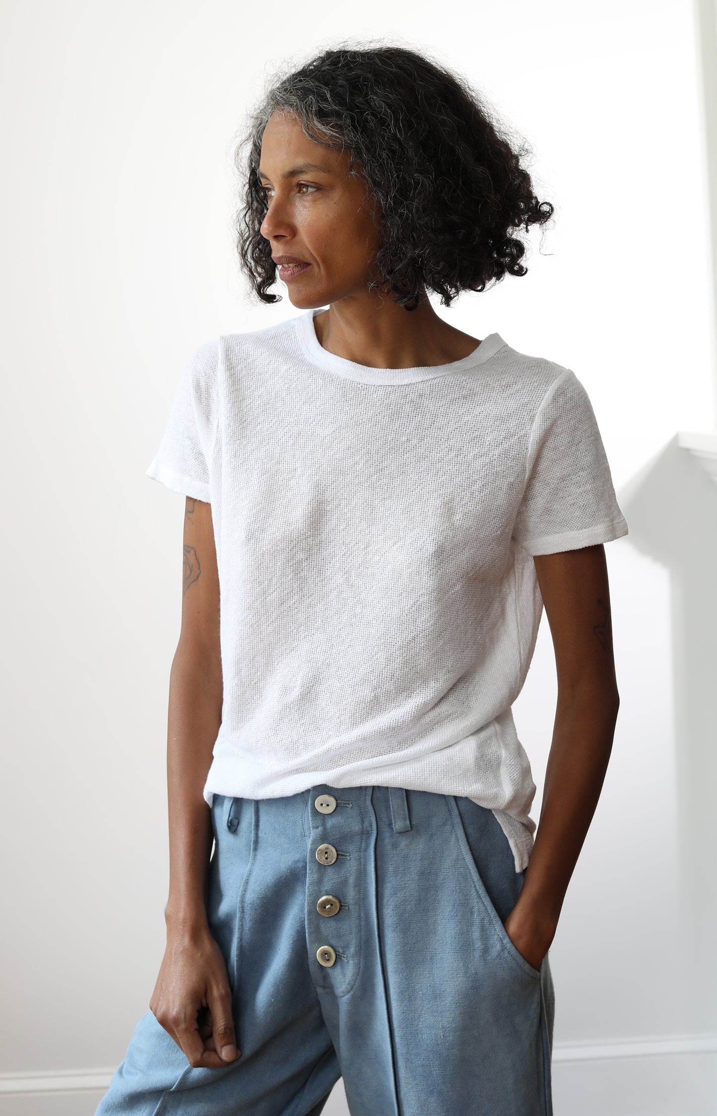 White Hemp Crew Tee