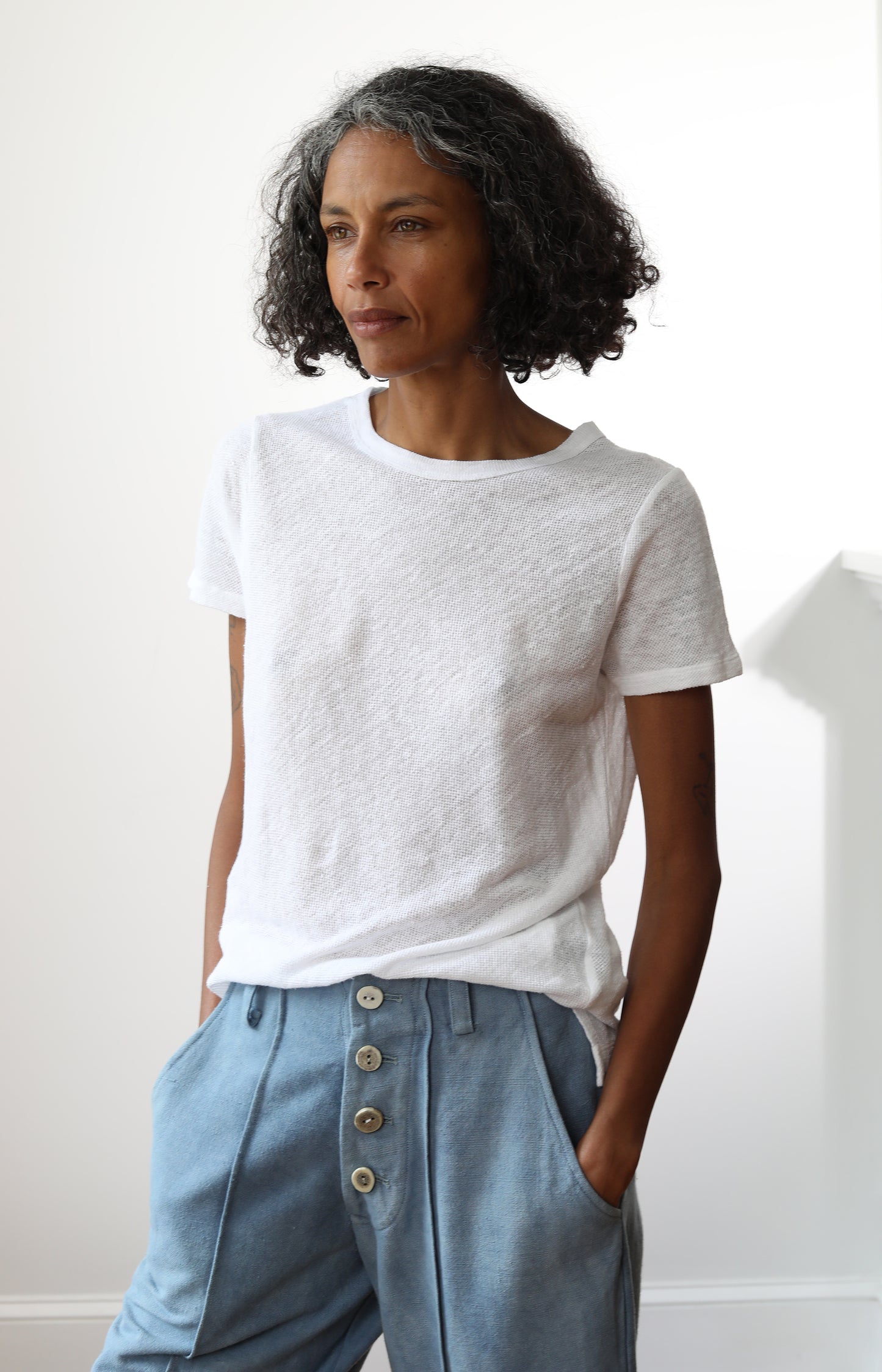 White Hemp Crew Tee