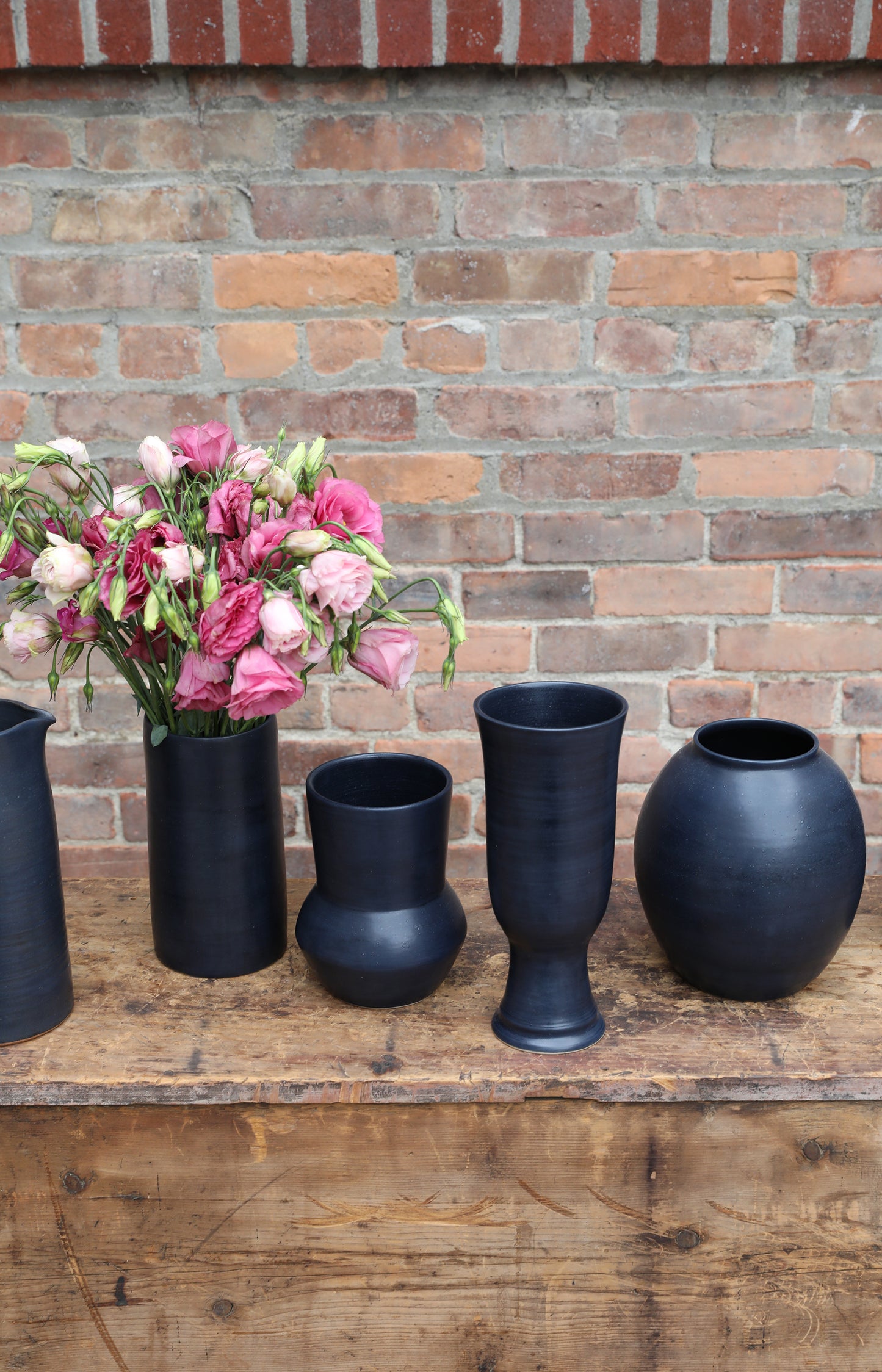 Dark Navy Ceramic Cylinder Vase