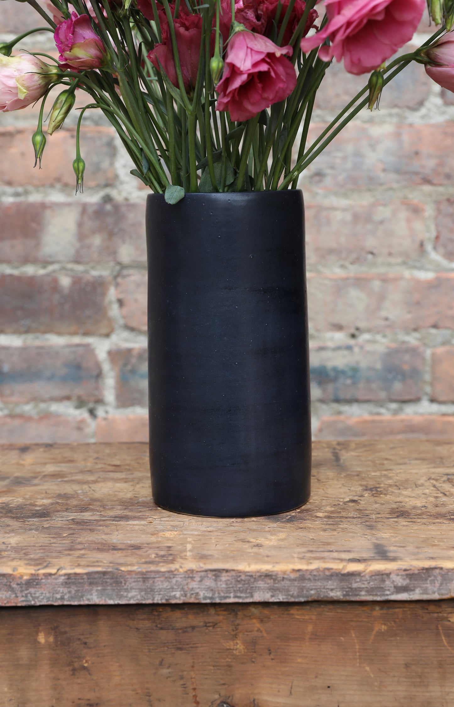 Dark Navy Ceramic Cylinder Vase