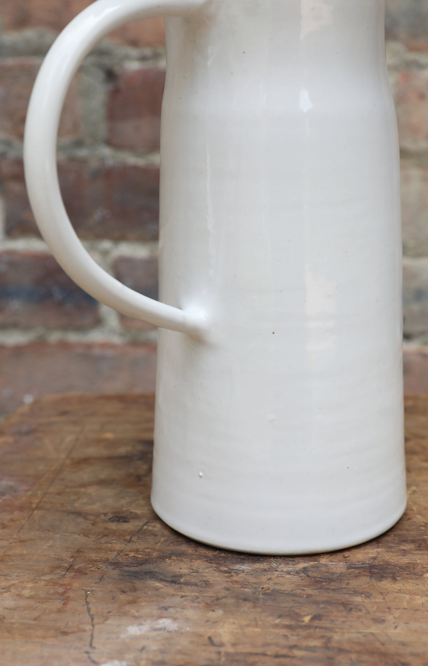 Shiny Ivory Ceramic Pitcher