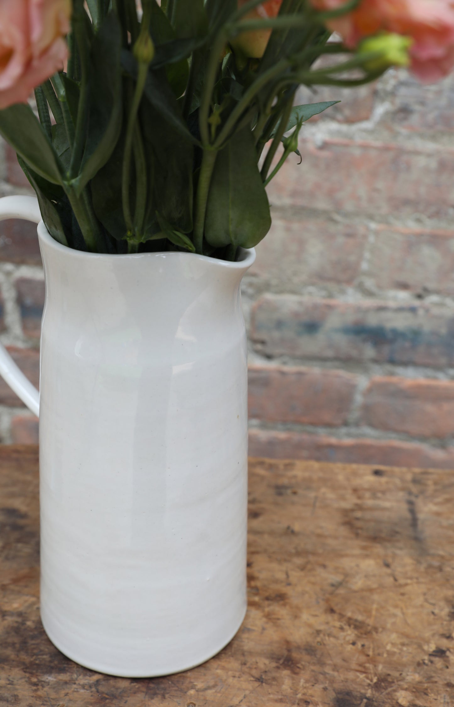 Shiny Ivory Ceramic Pitcher