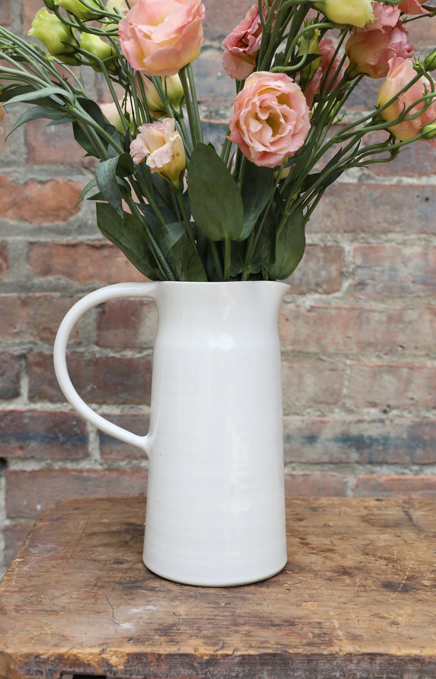 Shiny Ivory Ceramic Pitcher