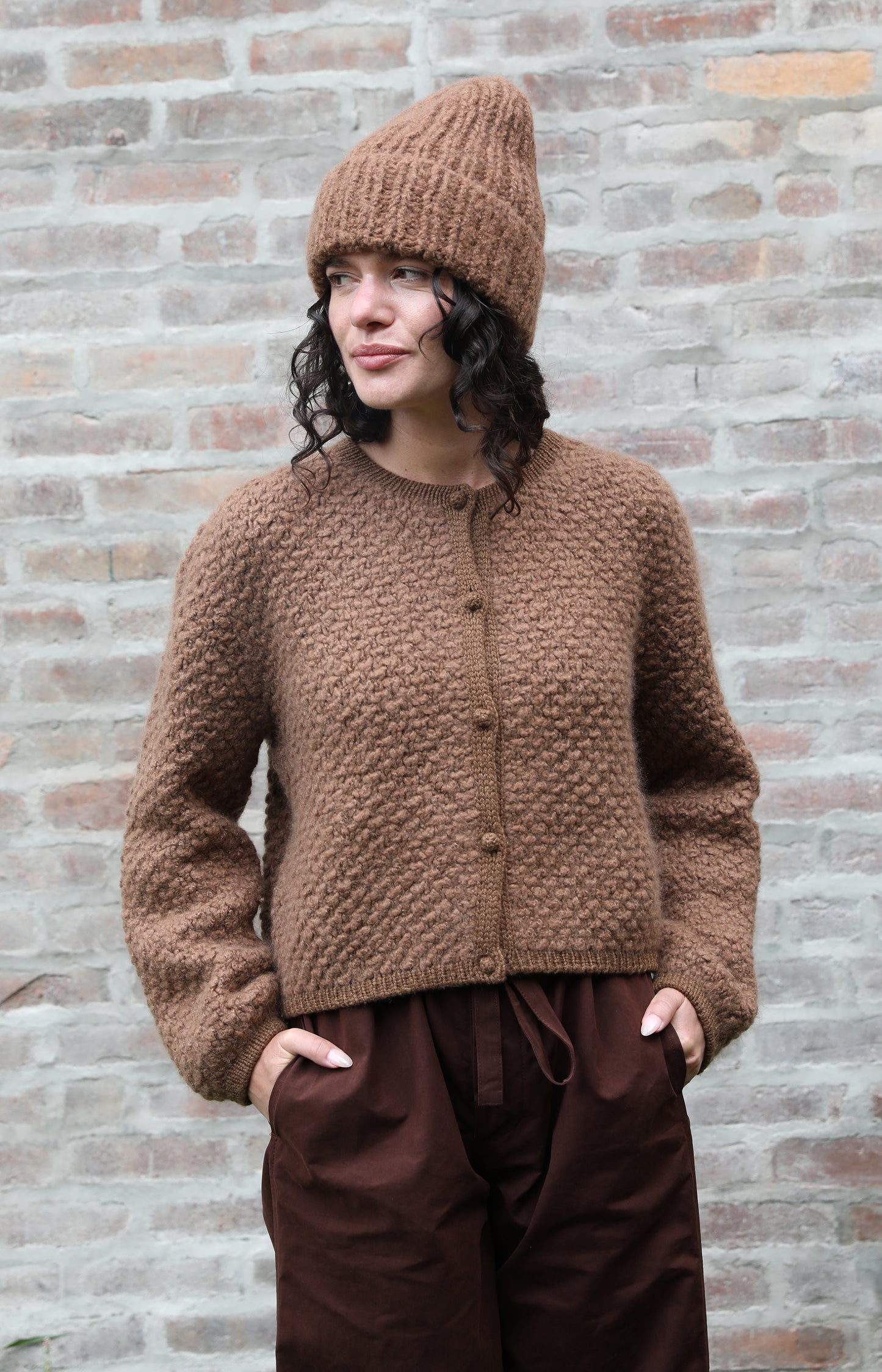 Cognac Cashmere & Silk Teddy Cardigan